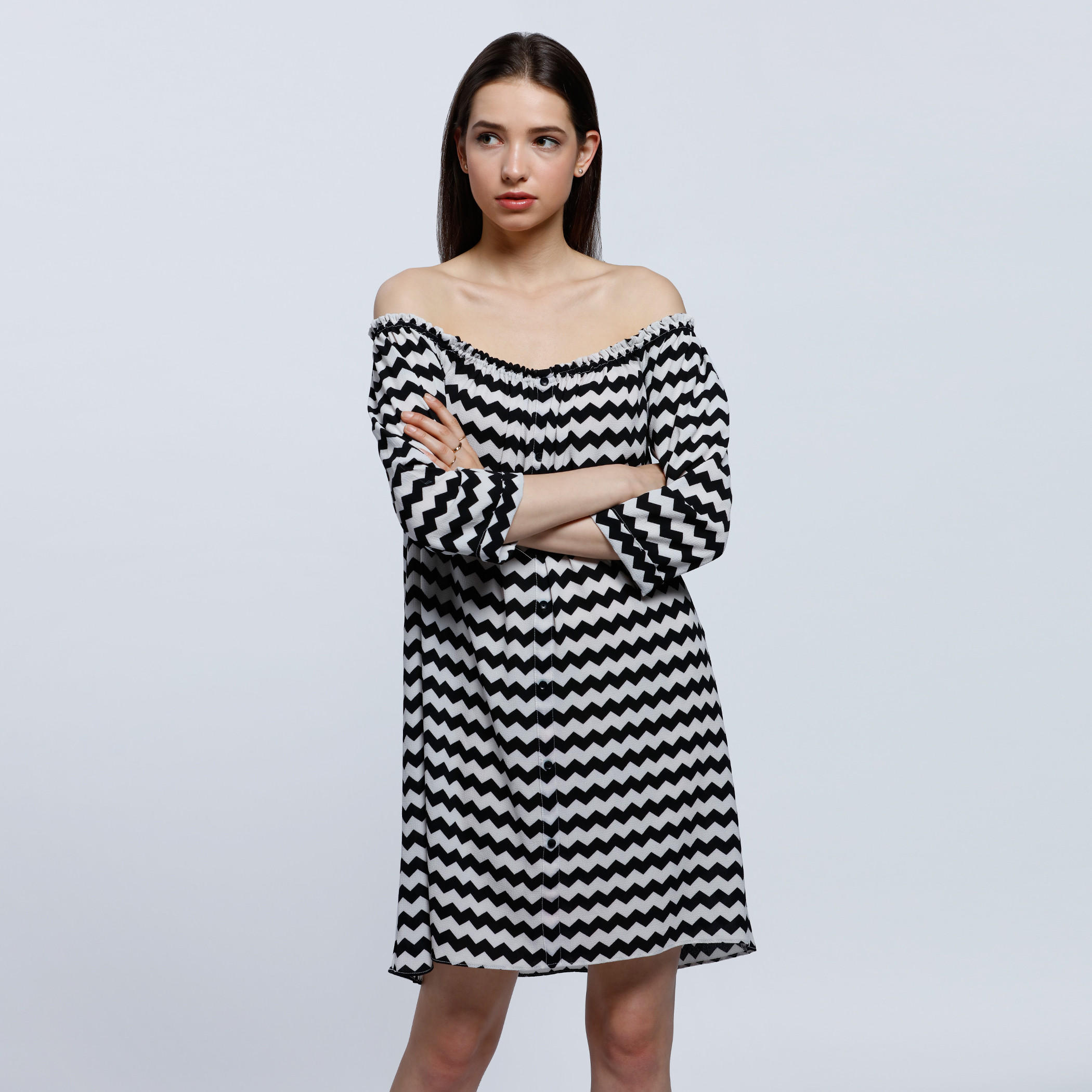 Chevron Print Off-Shoulder Tunic-women-clothing-shirtsandblouses-blouses-image-5