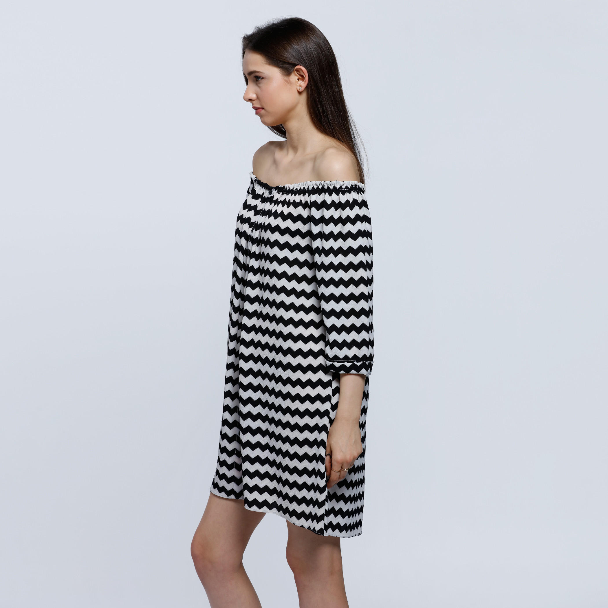 Chevron Print Off-Shoulder Tunic-women-clothing-shirtsandblouses-blouses-image-3