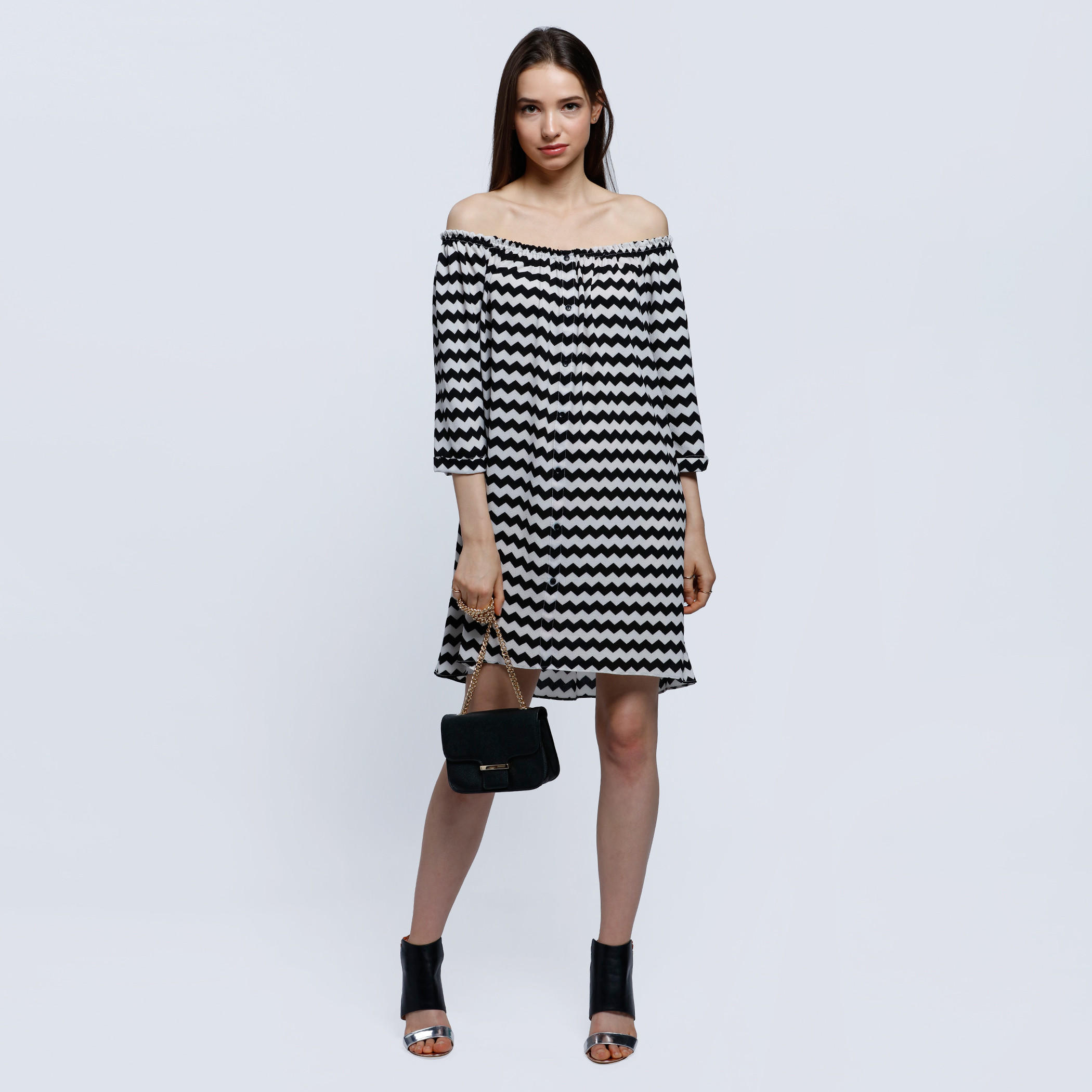 Chevron Print Off-Shoulder Tunic-women-clothing-shirtsandblouses-blouses-image-1
