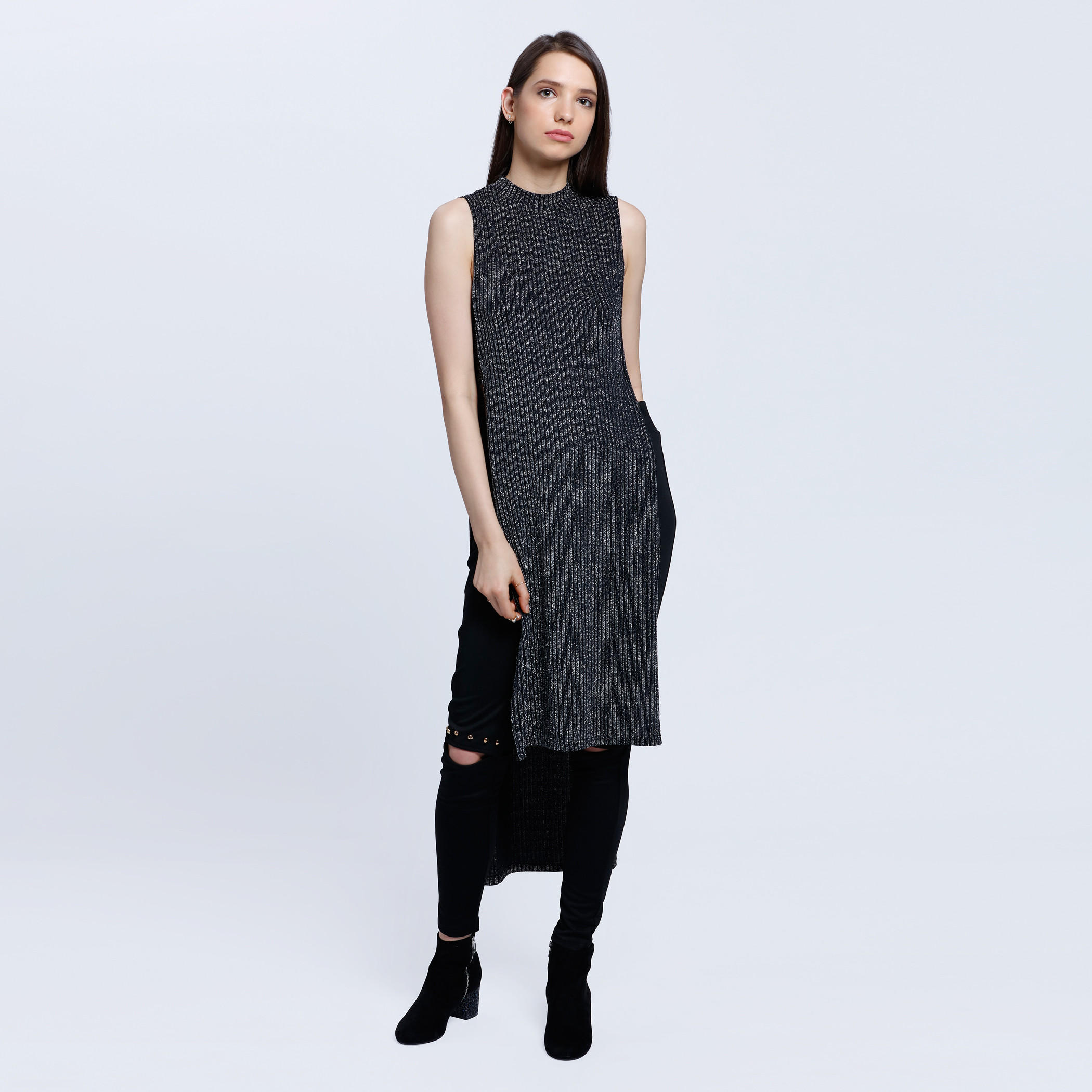 Lurex High Neck Double Slit Maxi Top-women-clothing-shirtsandblouses-blouses-image-5