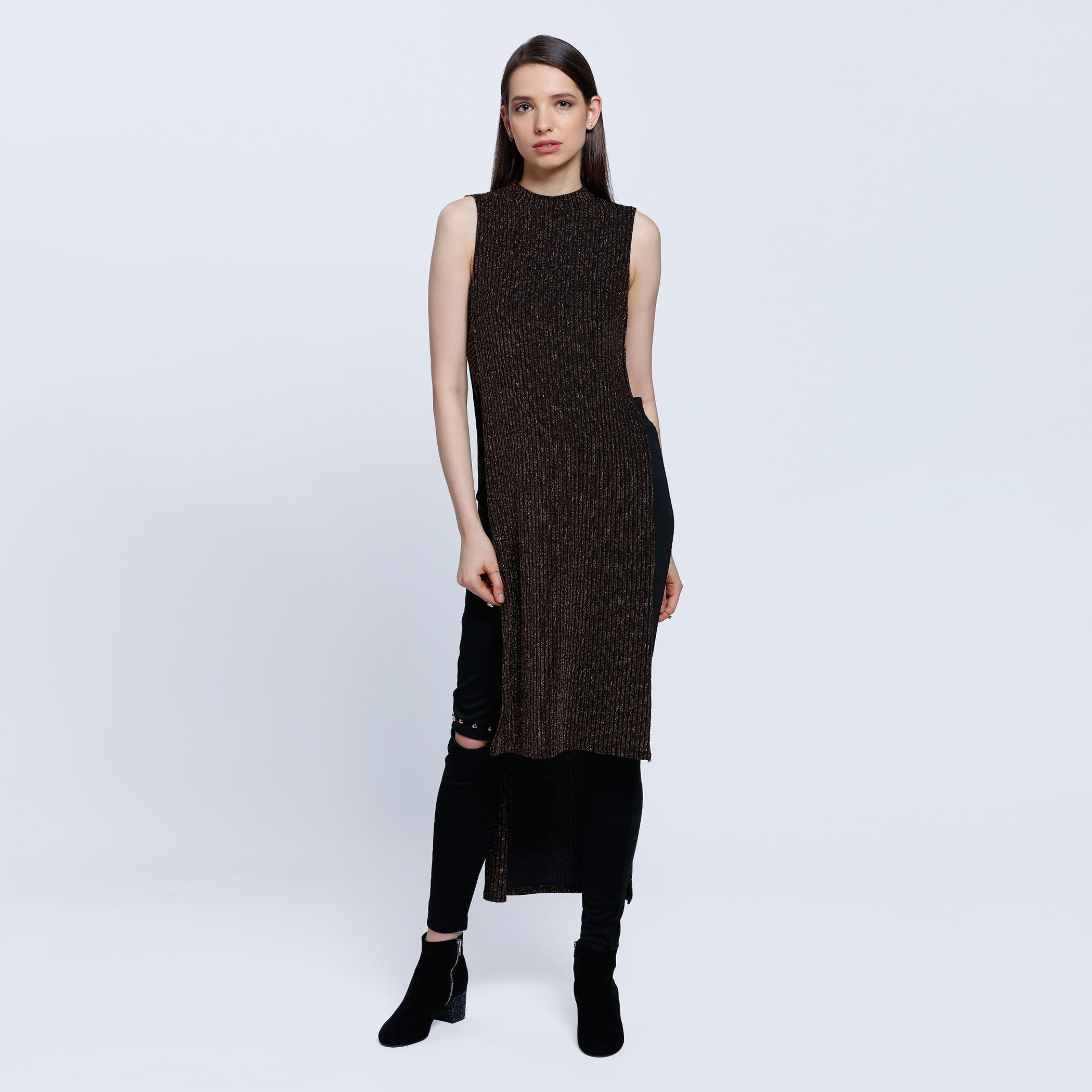 Lurex High Neck Double Slit Maxi Top-women-clothing-shirtsandblouses-blouses-image-5