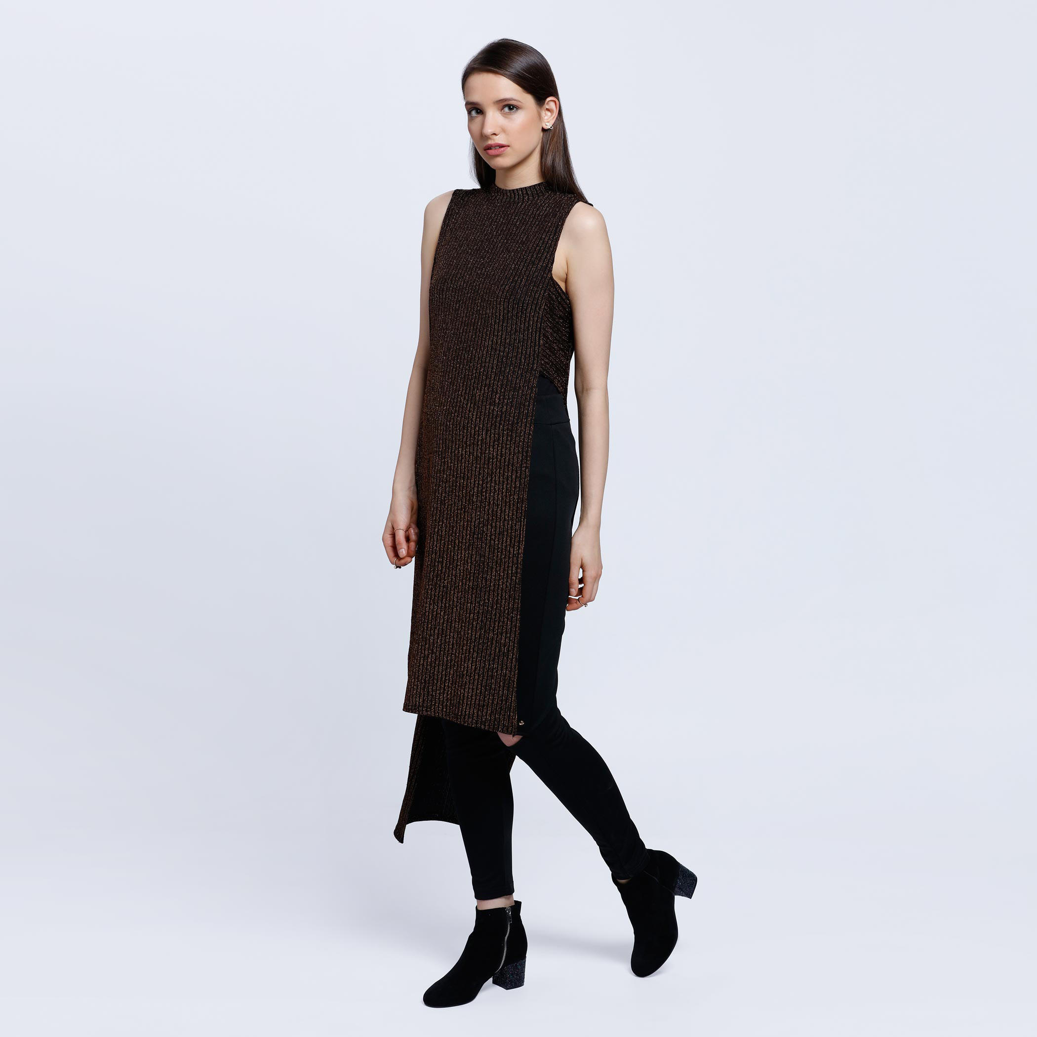 Lurex High Neck Double Slit Maxi Top-women-clothing-shirtsandblouses-blouses-image-1