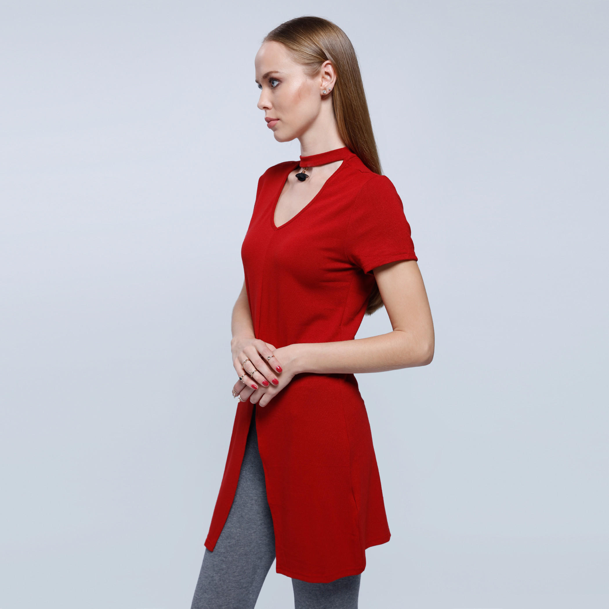 2Xtremz Front Slit Top with Choker Neck-women-clothing-shirtsandblouses-blouses-image-3