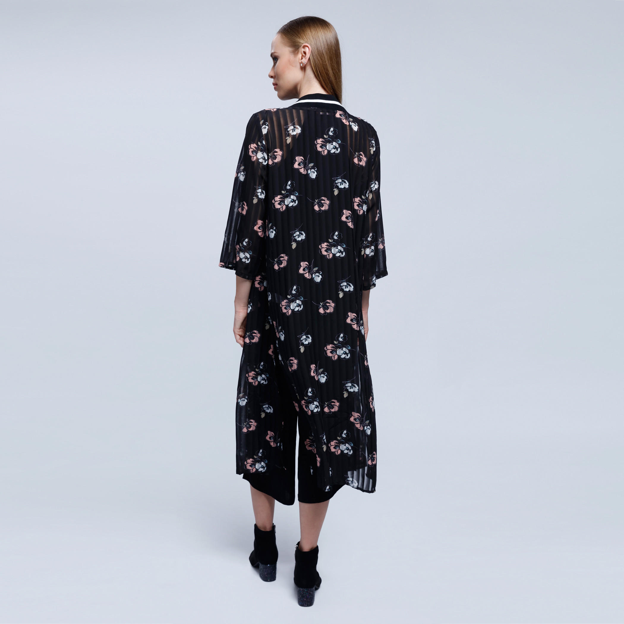 2Xtremz Printed Ribbed Kimono Top with 3/4 Sleeves-women-clothing-shirtsandblouses-blouses-image-2