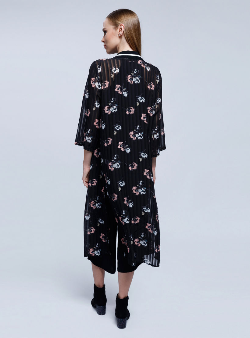 2Xtremz Printed Ribbed Kimono Top with 3/4 Sleeves-women-clothing-shirtsandblouses-blouses-image-2