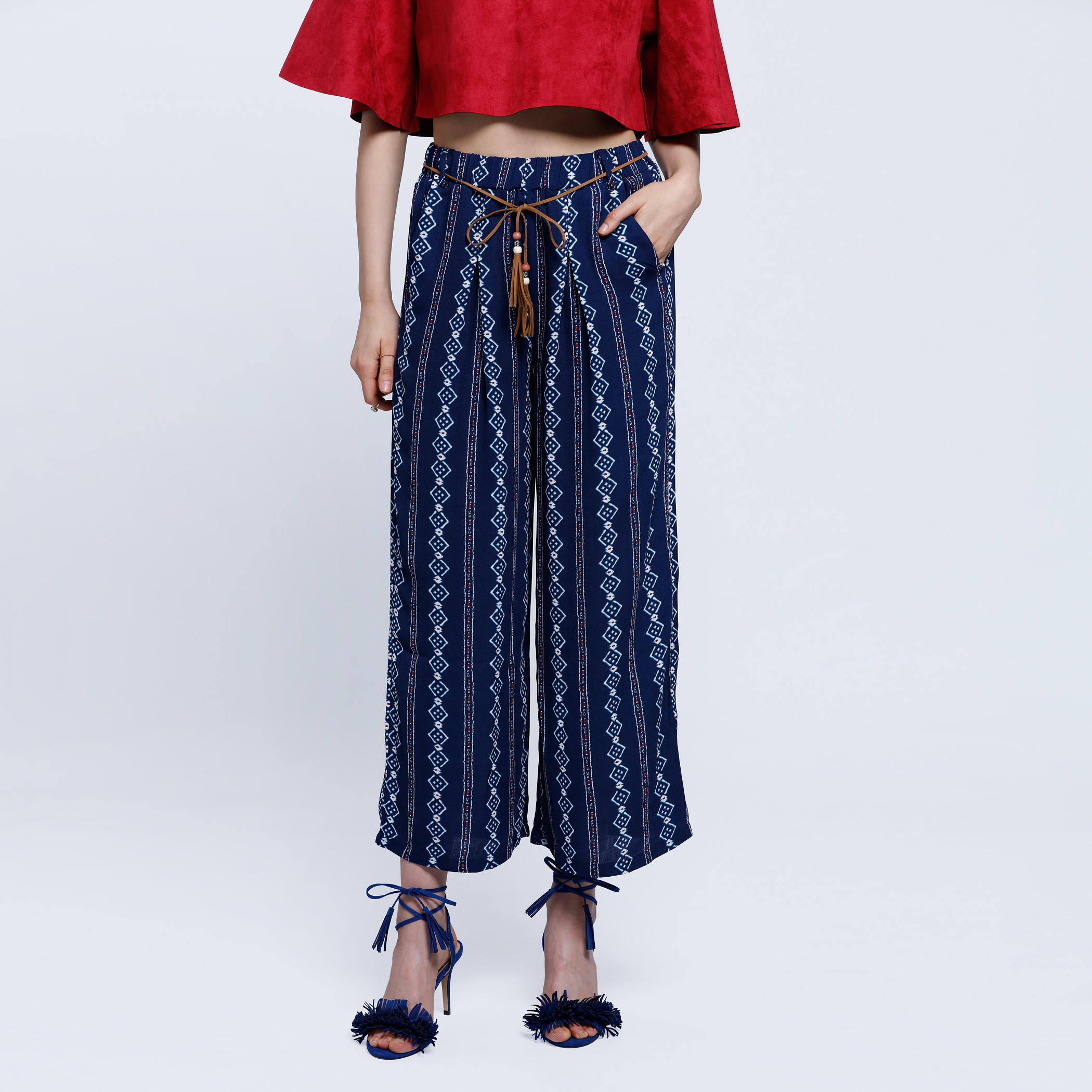 Printed Palazzo Pants with Belt-women-clothing-bottoms-trousers-image-1