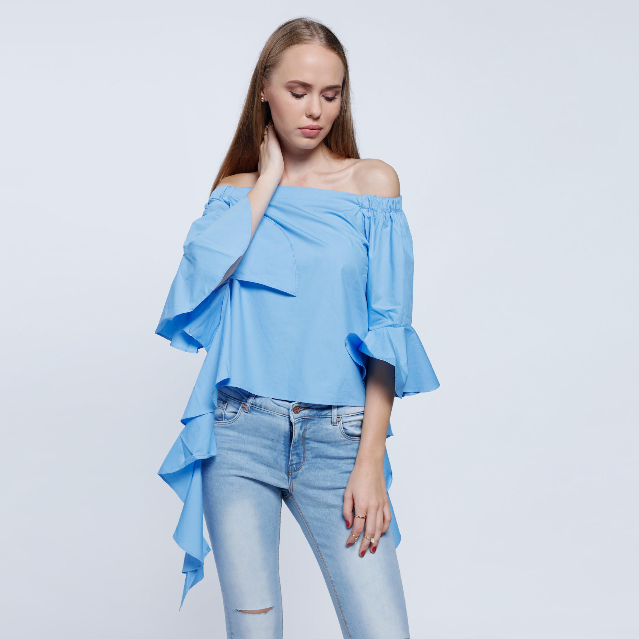 2Xtremz Poplin Top with Cascade Sleeves-women-clothing-shirtsandblouses-blouses-image-1