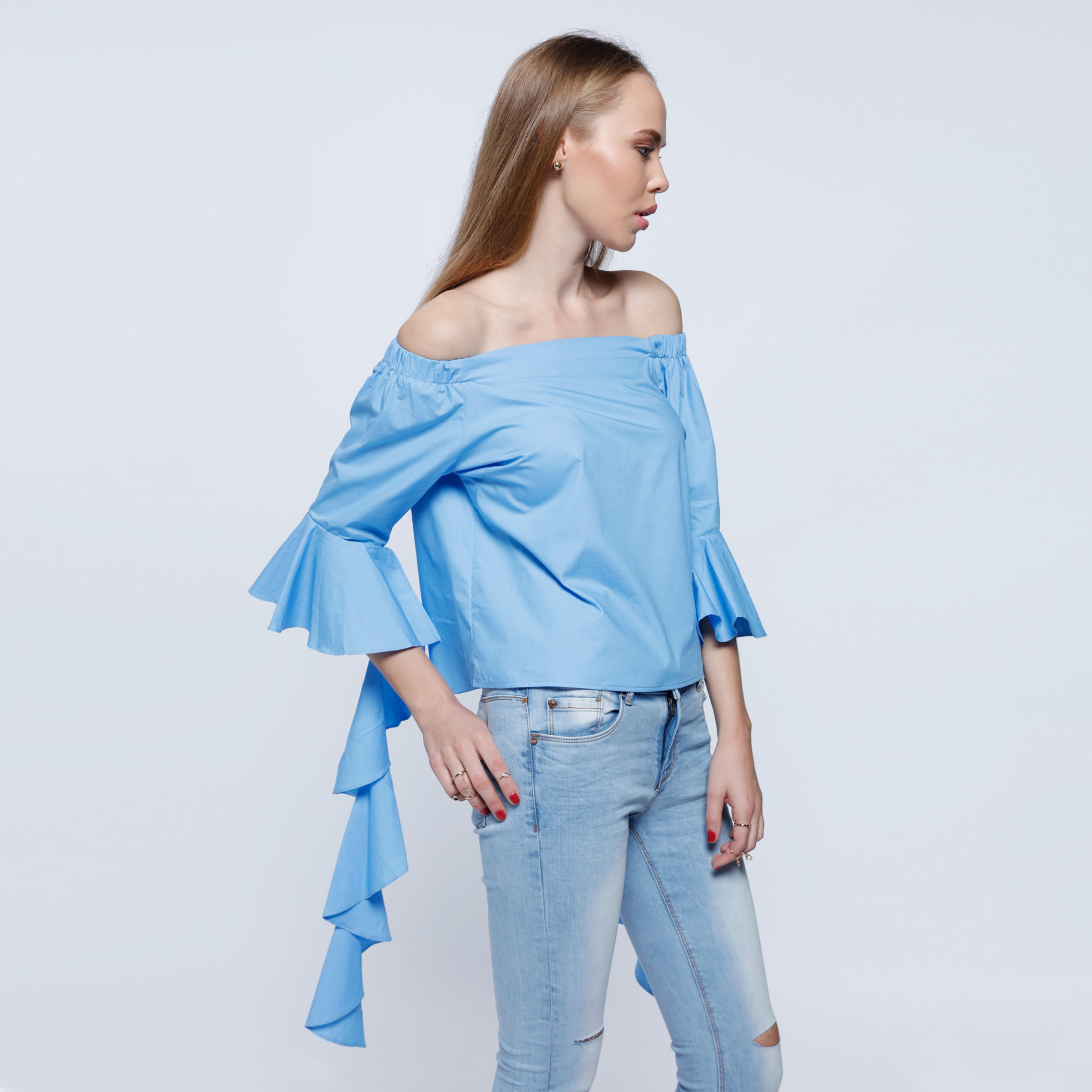 2Xtremz Poplin Top with Cascade Sleeves-women-clothing-shirtsandblouses-blouses-image-3