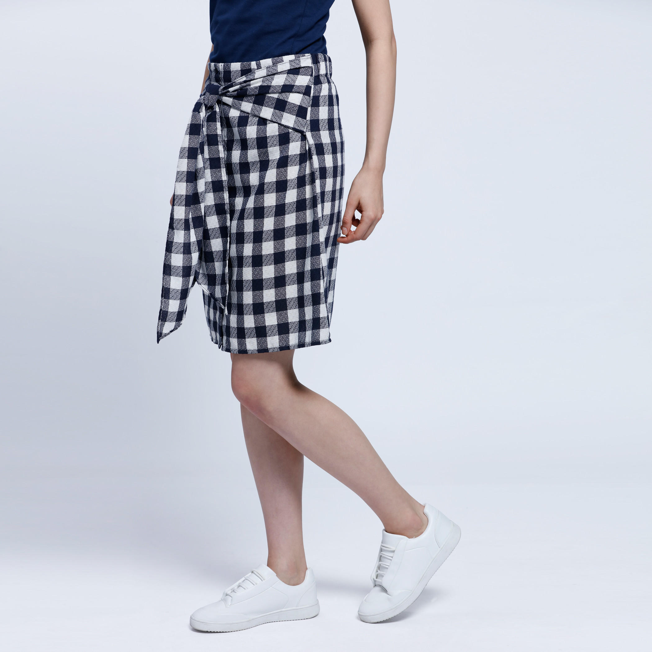 Tie Up Gingham Print Skirt-women-clothing-bottoms-skirts-image-3