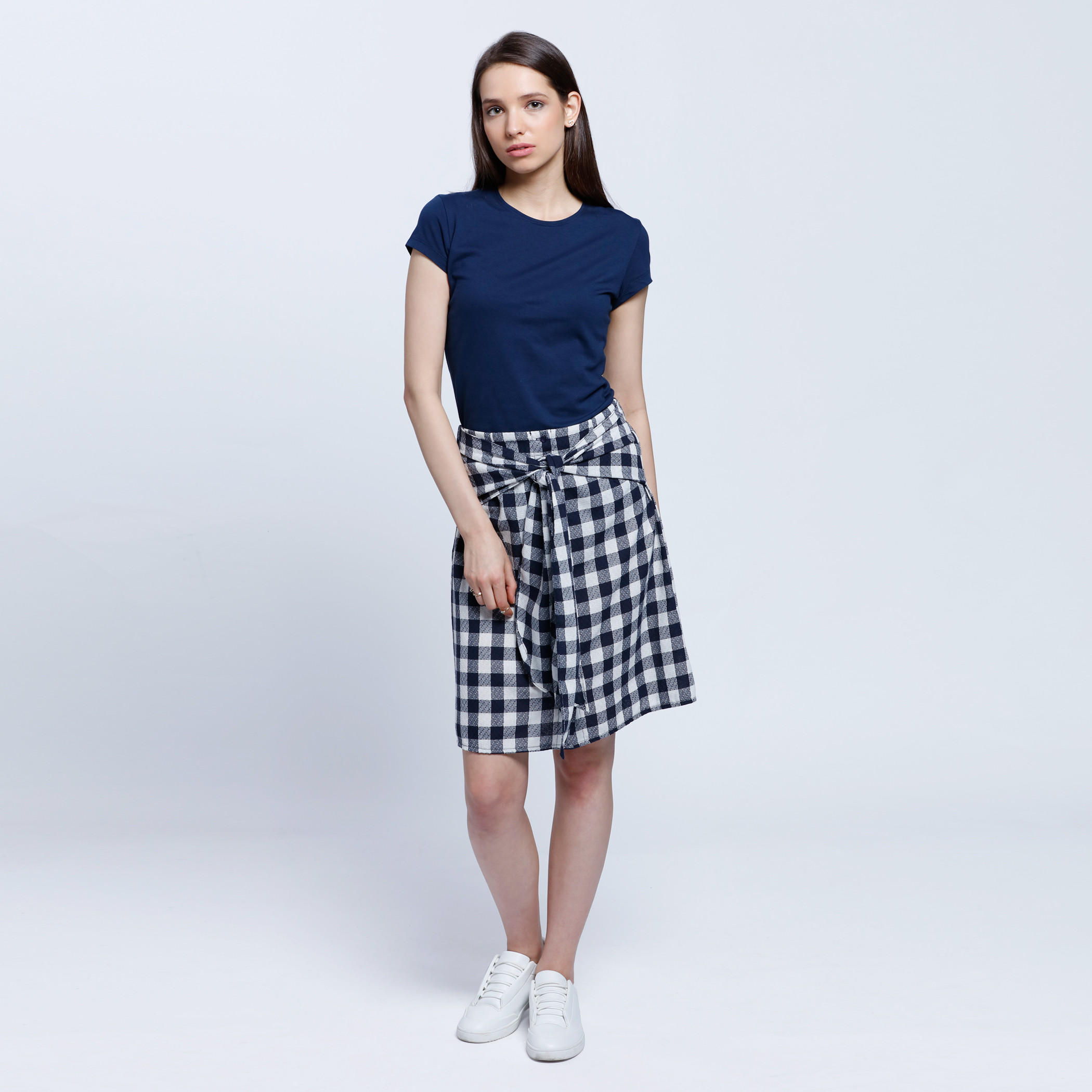 Tie Up Gingham Print Skirt-women-clothing-bottoms-skirts-image-5