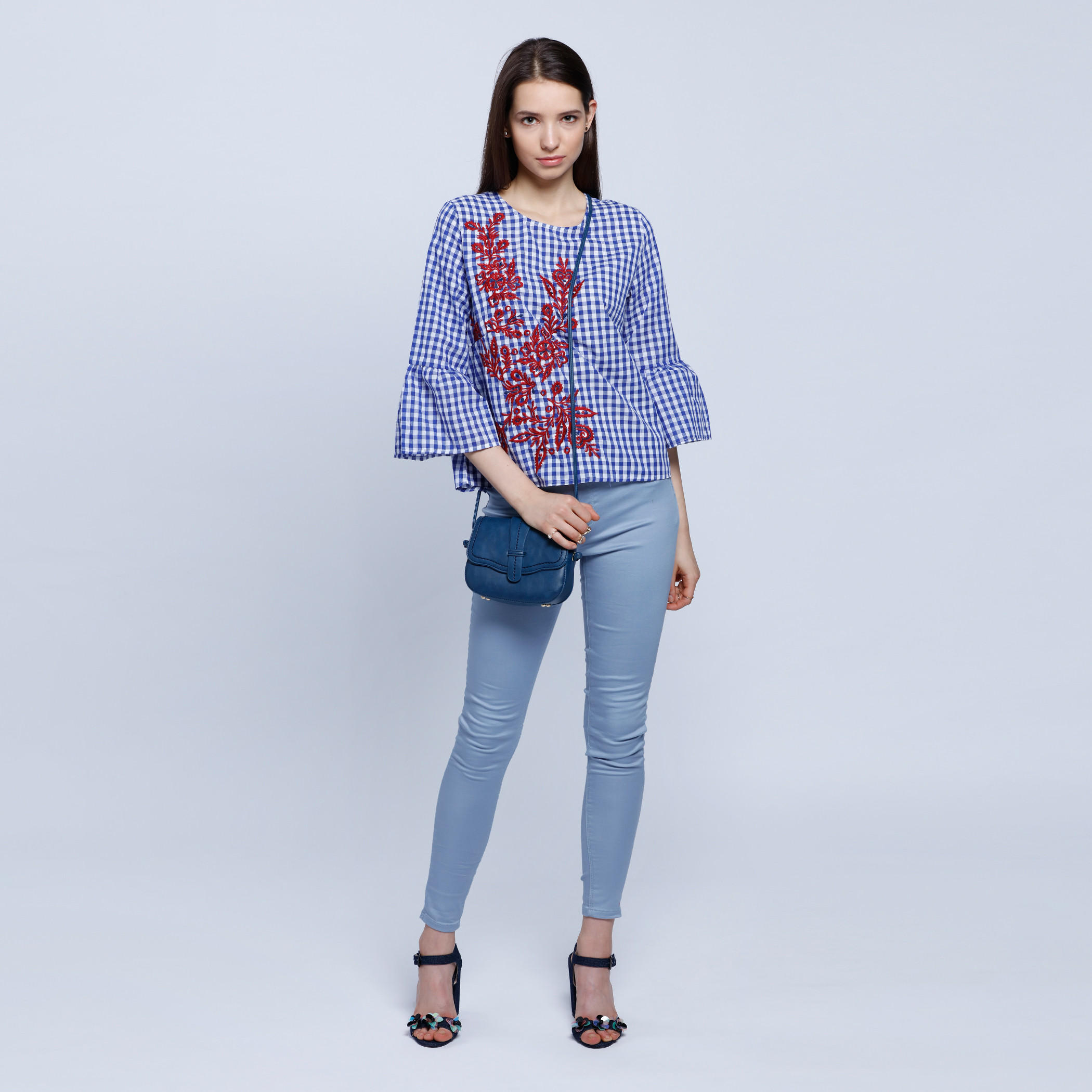 2Xtremz Gingham Chequered Top with Round Neckline-women-clothing-shirtsandblouses-blouses-image-5