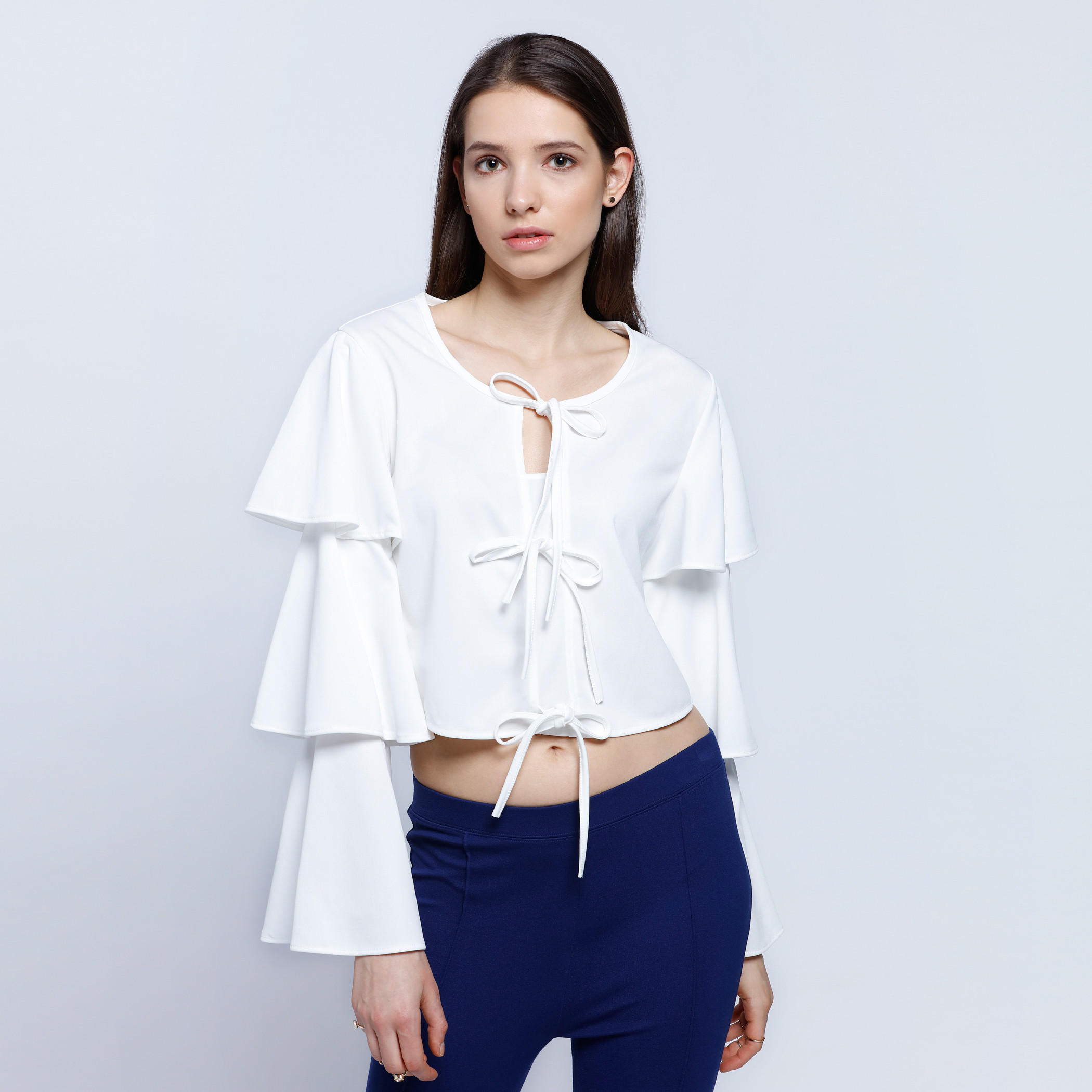 2Xtremz Front Tie Up Top with Tiered Sleeves-women-clothing-shirtsandblouses-blouses-image-1