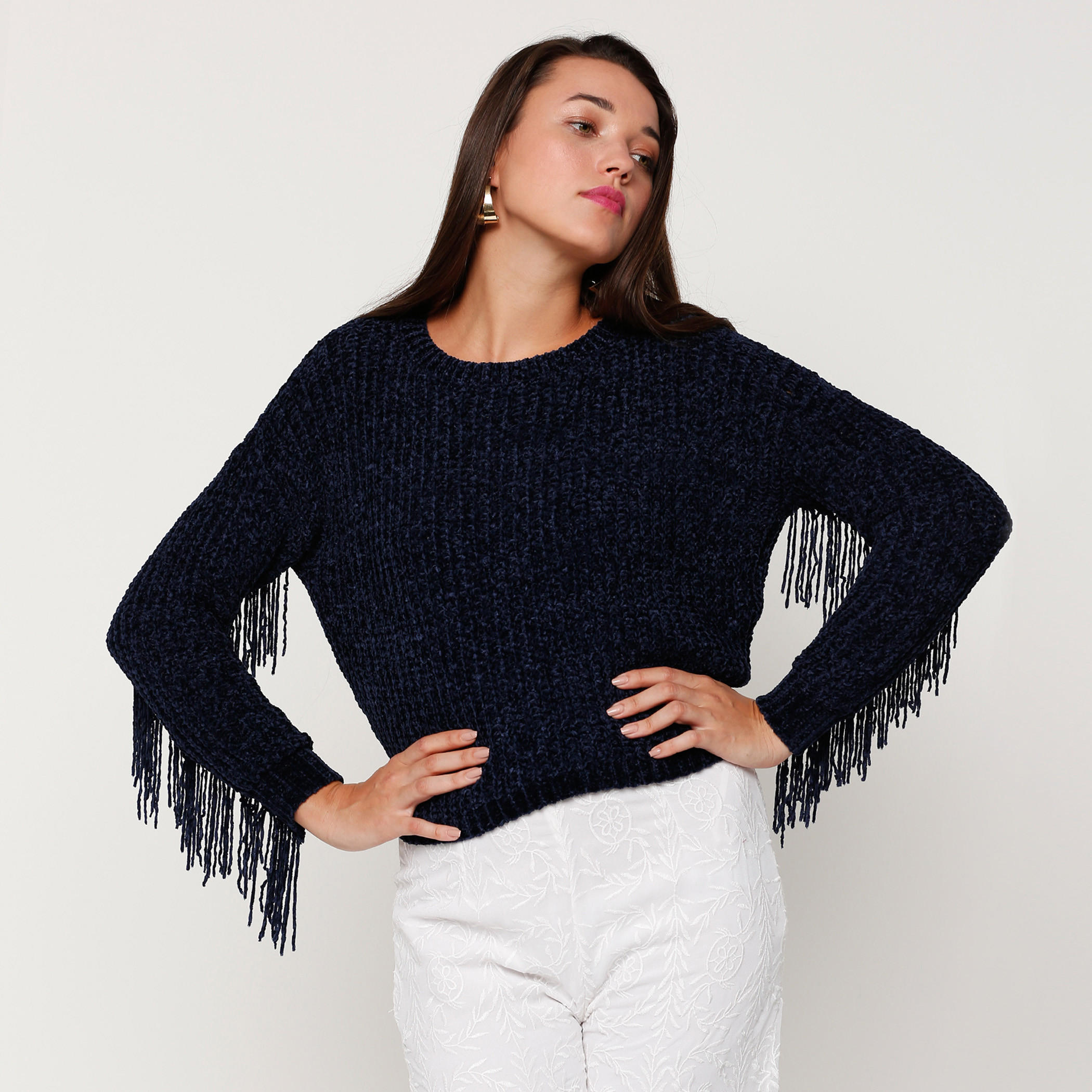 Round Neck Sweater with Fringed Sleeves-women-clothing-cardigansandjumpers-jumpers-image-6