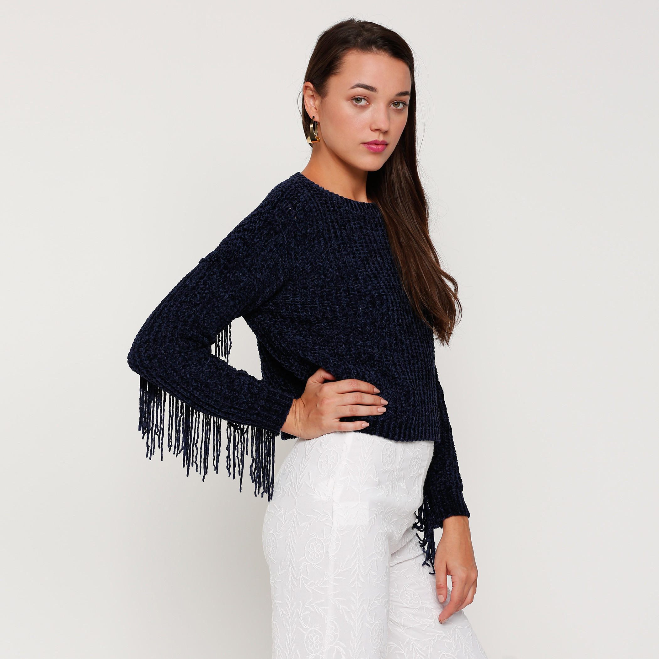Round Neck Sweater with Fringed Sleeves-women-clothing-cardigansandjumpers-jumpers-image-8