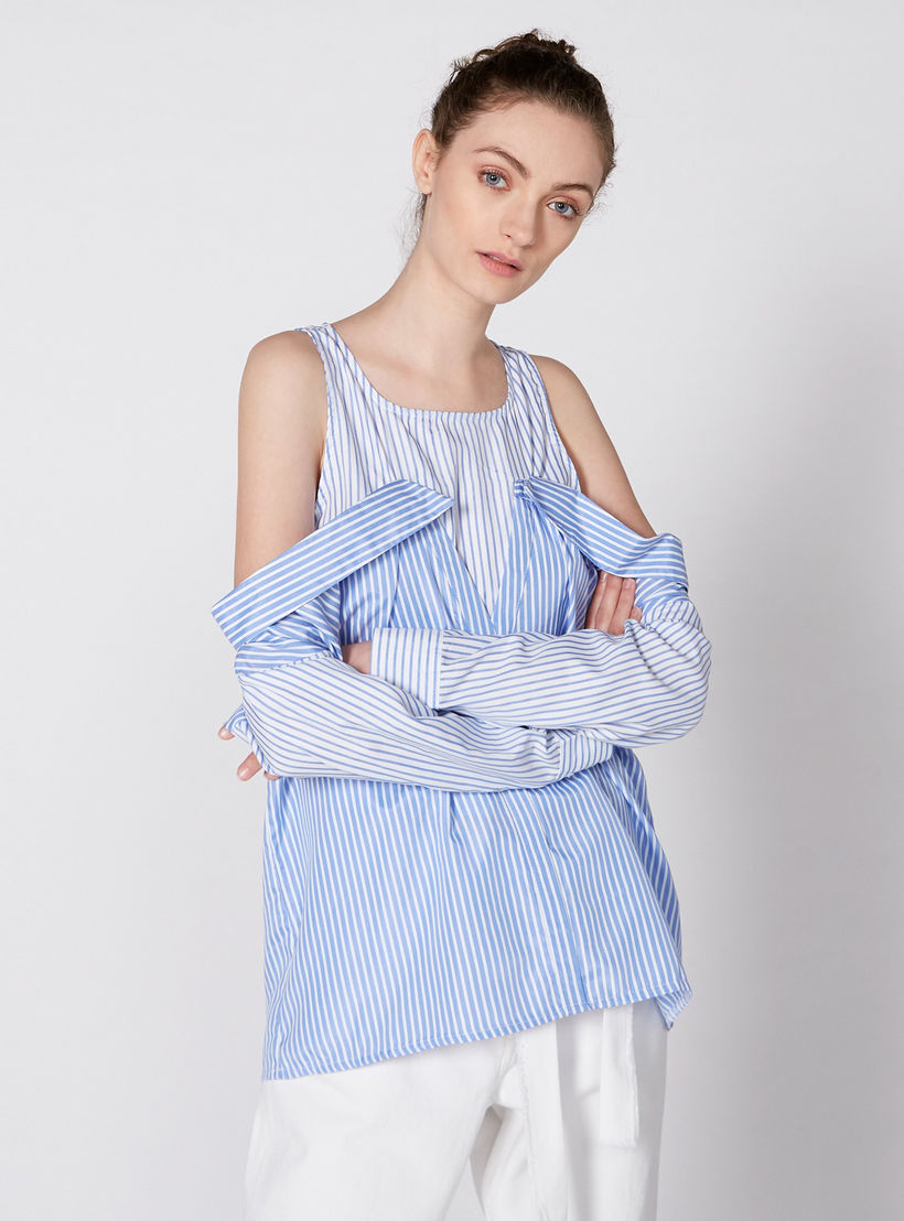 Striped Top with Keyhole Closure-women-clothing-shirtsandblouses-blouses-image-1