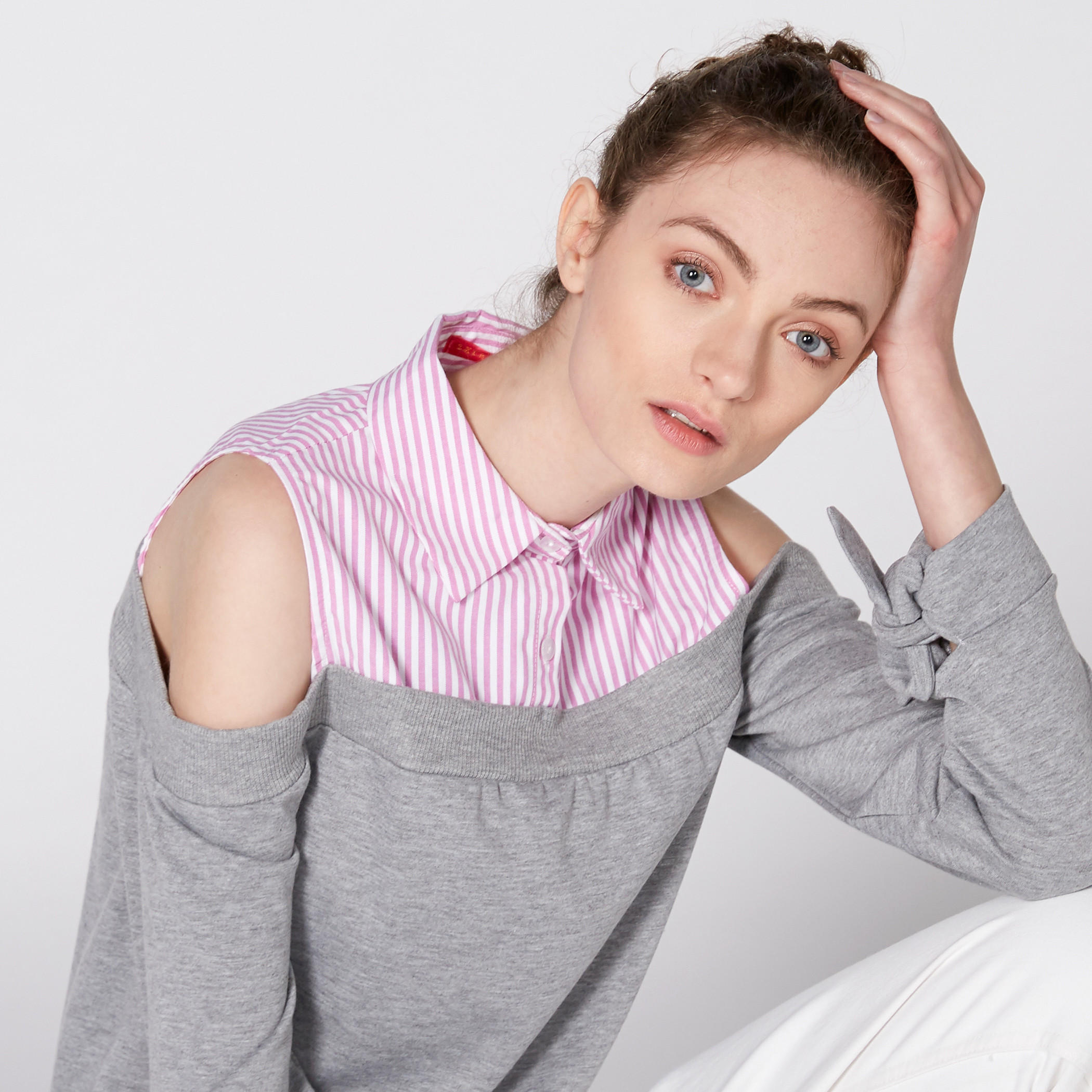 Off Shoulder Sweatshirt with Mock Shirt-women-clothing-shirtsandblouses-shirts-image-2