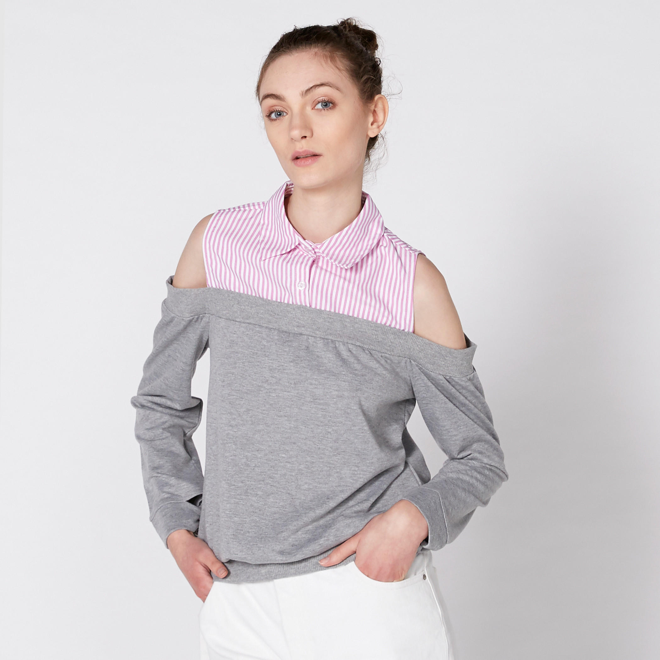 Off Shoulder Sweatshirt with Mock Shirt-women-clothing-shirtsandblouses-shirts-image-3