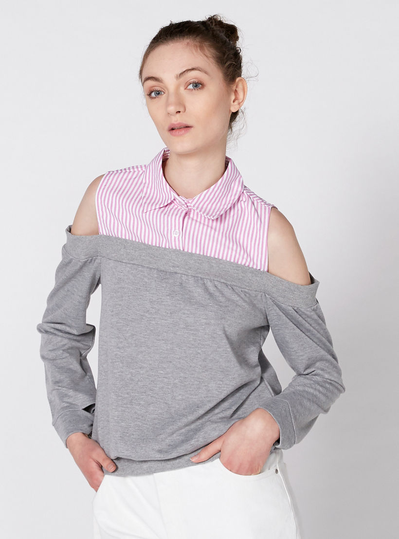 Off Shoulder Sweatshirt with Mock Shirt-women-clothing-shirtsandblouses-shirts-image-3
