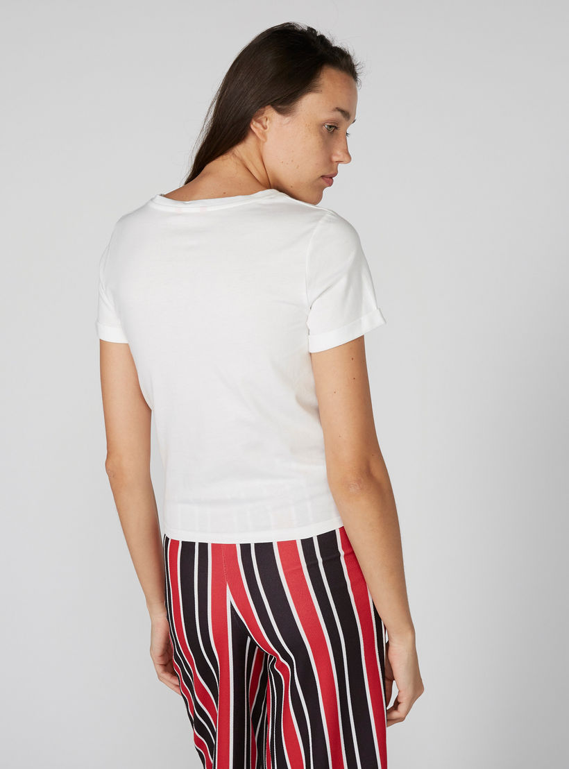 تيشيرت بياقة مستديرة وأكمام قصيرة ورباط-women-clothing-tshirts-image-4