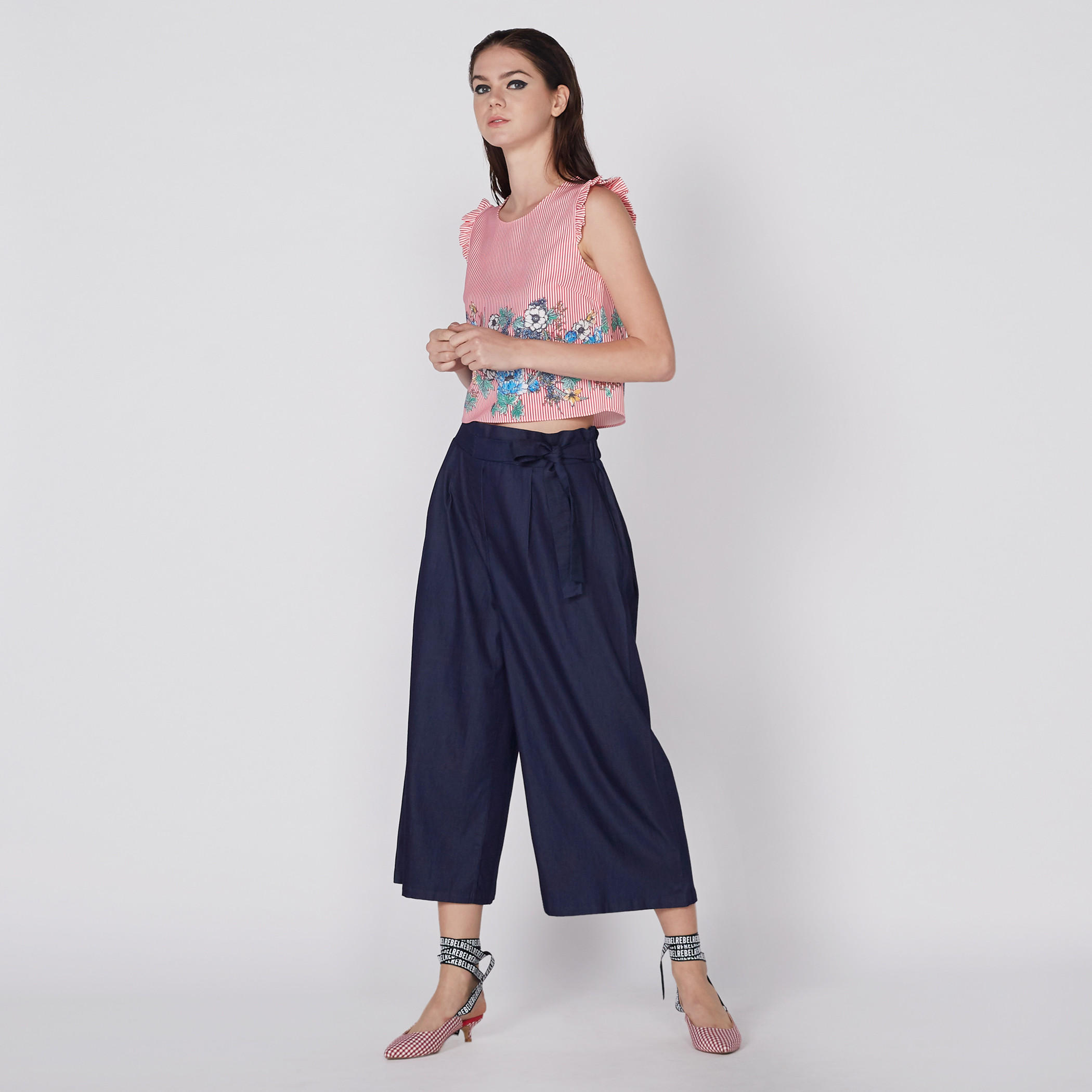 بنطال واسع الساقين بجيوب ورباط إغلاق-women-clothing-bottoms-trousers-image-1