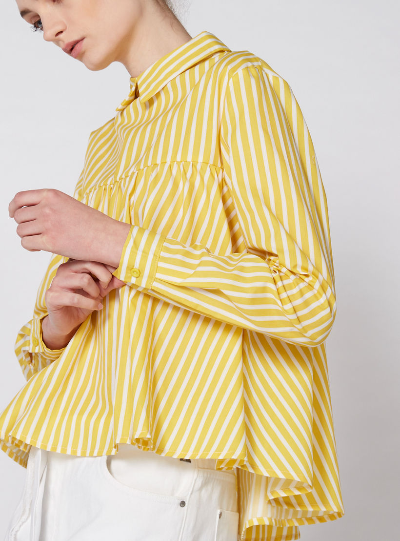 بلوزة مقلّمة بأكمام طويلة وزر إغلاق-women-clothing-shirtsandblouses-blouses-image-3