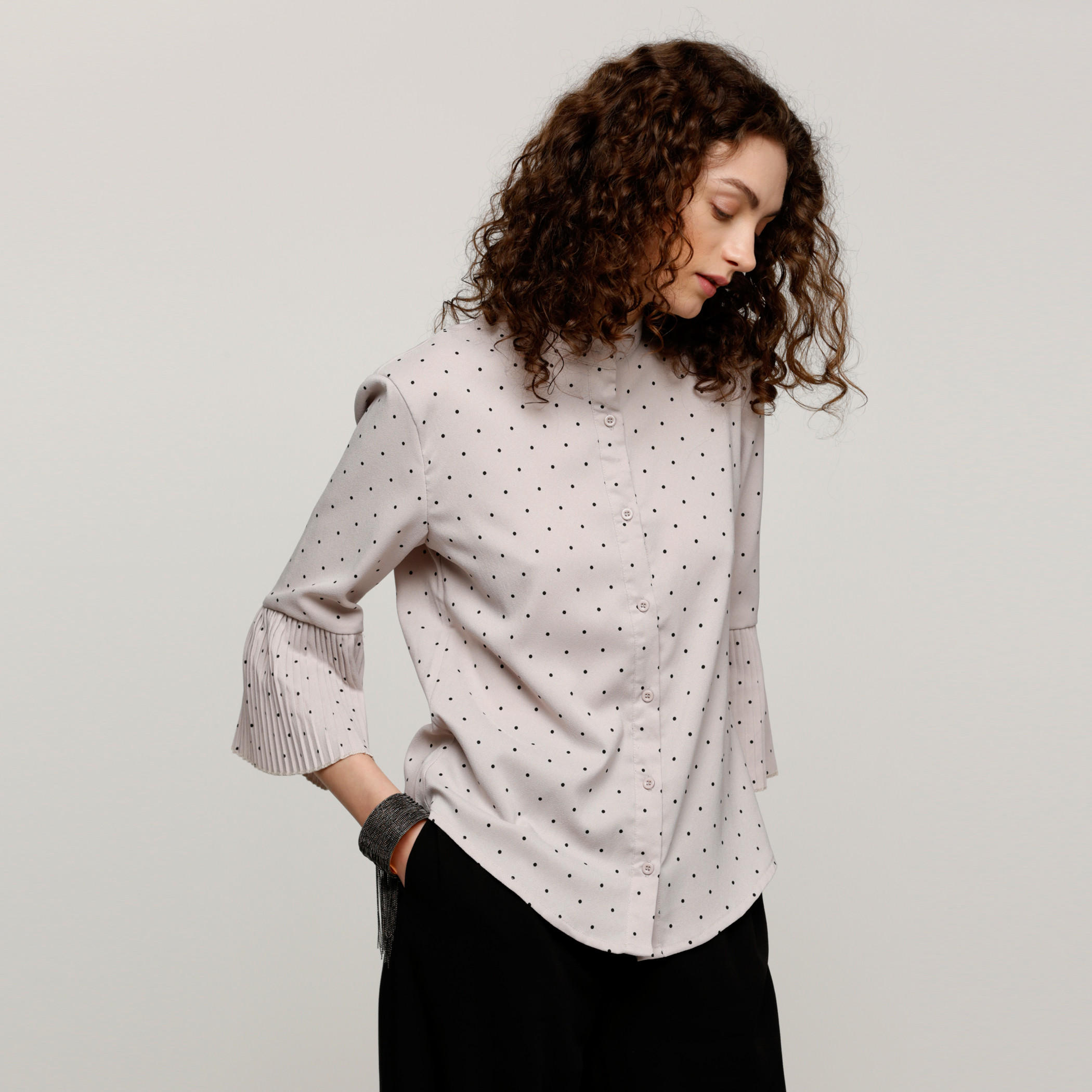 قميص بأكمام 3/4 مزيّن بطبعات وطيّات-women-clothing-shirtsandblouses-shirts-image-1
