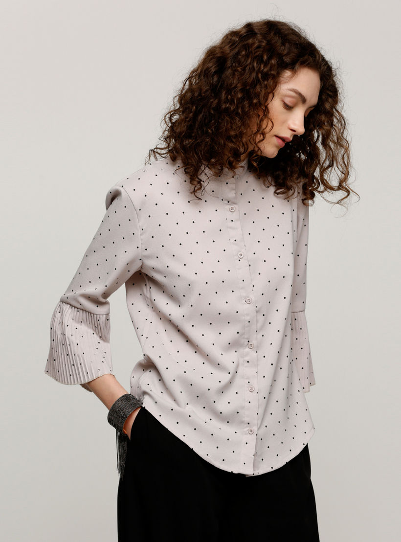 قميص بأكمام 3/4 مزيّن بطبعات وطيّات-women-clothing-shirtsandblouses-shirts-image-1