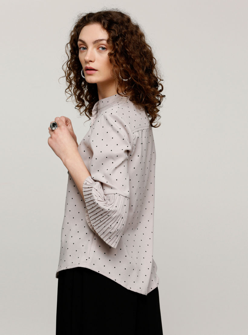 قميص بأكمام 3/4 مزيّن بطبعات وطيّات-women-clothing-shirtsandblouses-shirts-image-3