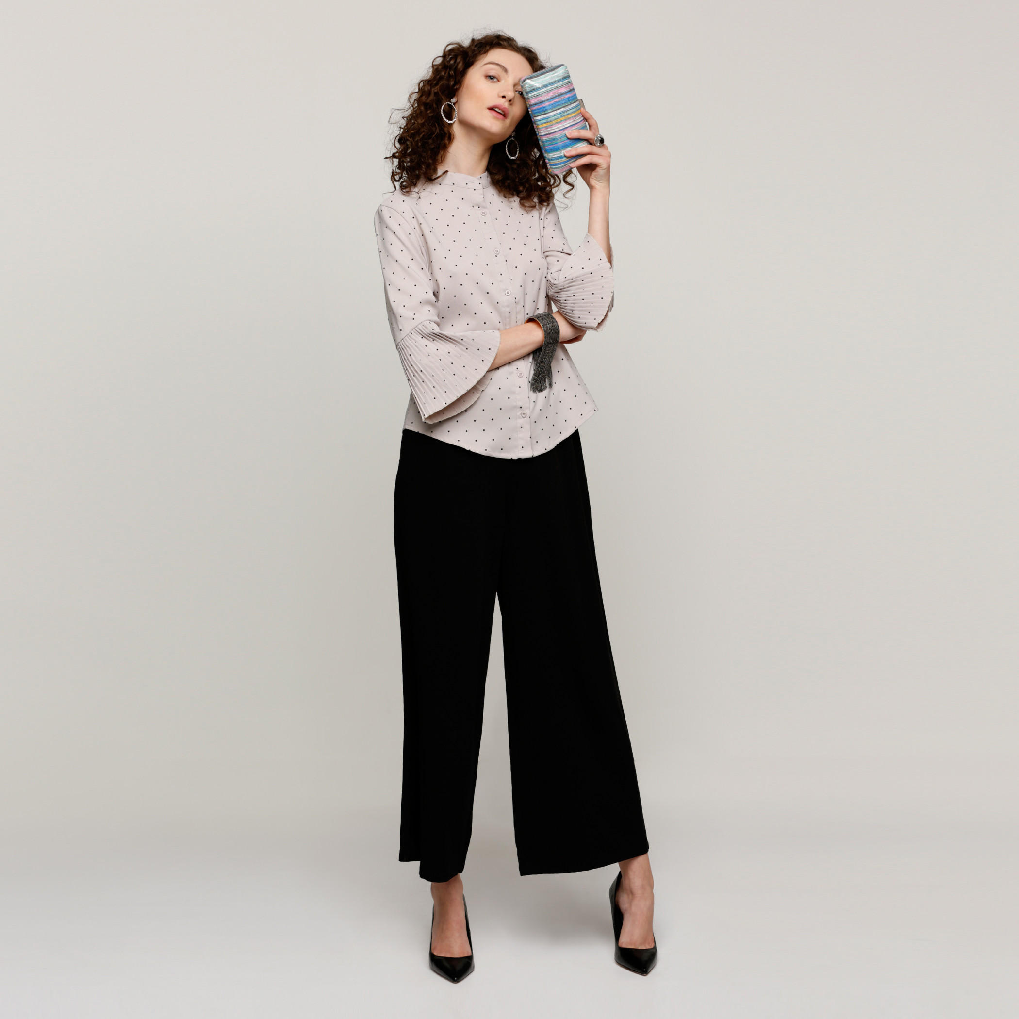 قميص بأكمام 3/4 مزيّن بطبعات وطيّات-women-clothing-shirtsandblouses-shirts-image-5