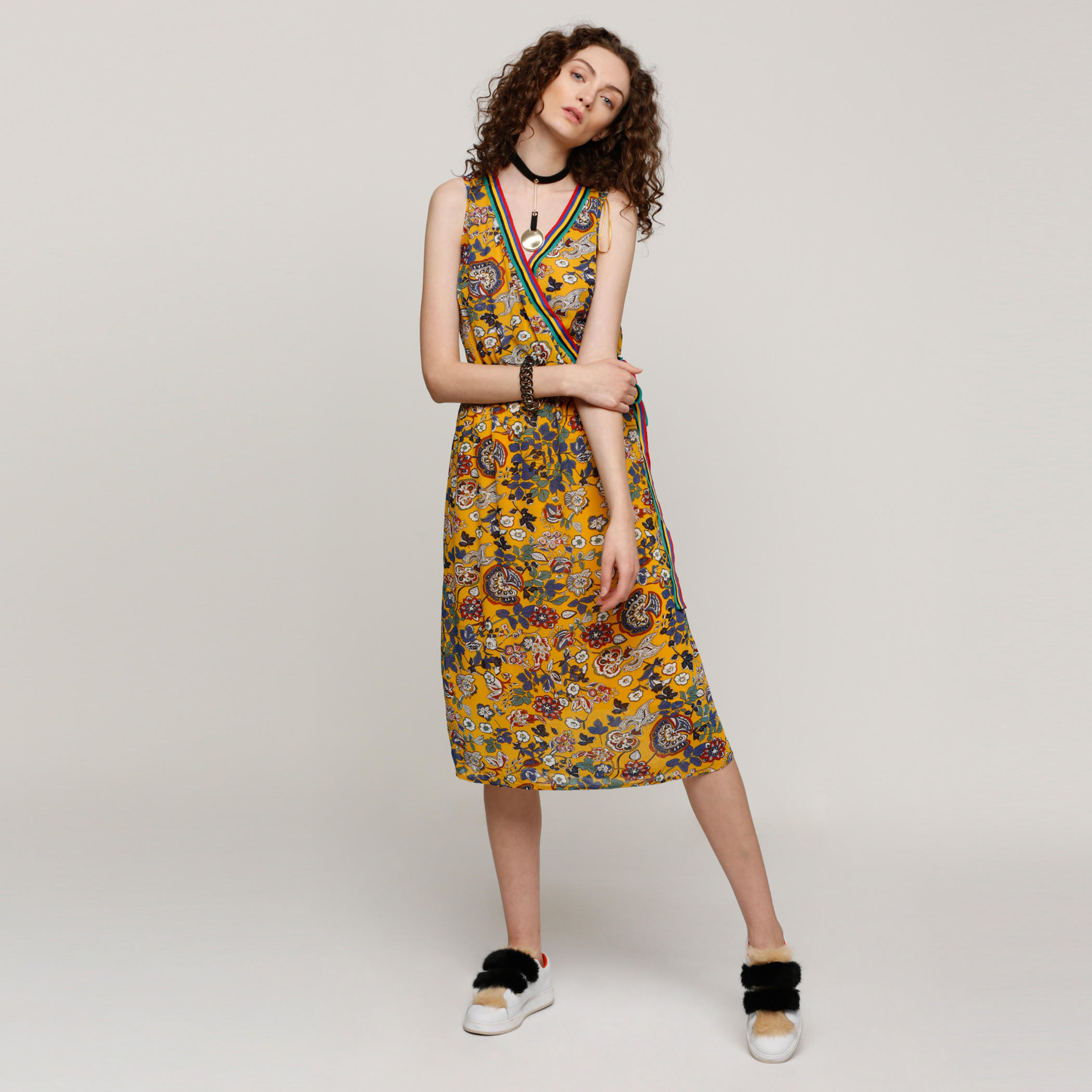 فستان ملفوف دون أكمام بطبعات وأشرطة-women-clothing-dresses-image-1