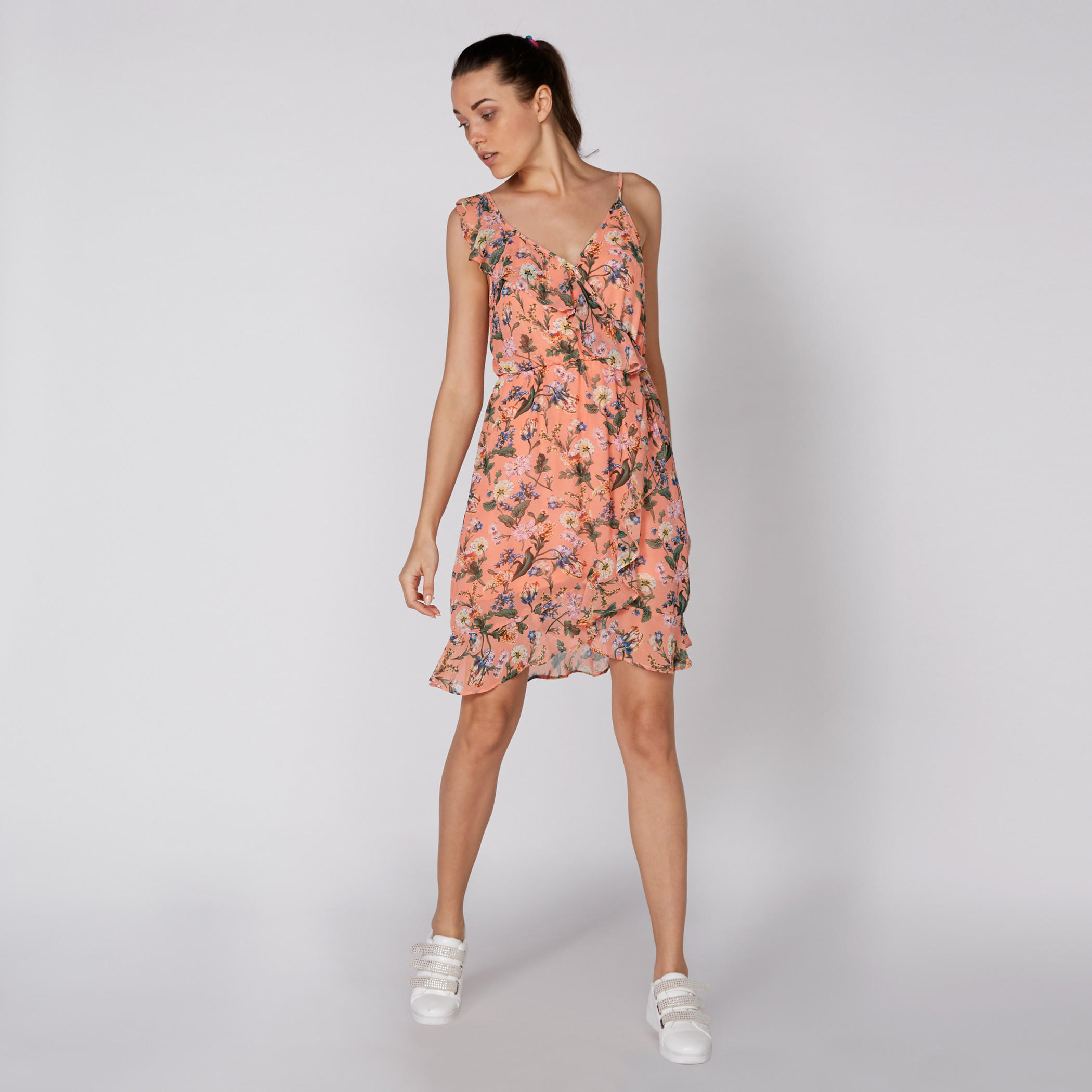 فستان متوسط الطول دون أكمام بحوّاف مغايرة وطبعات-women-clothing-dresses-image-1