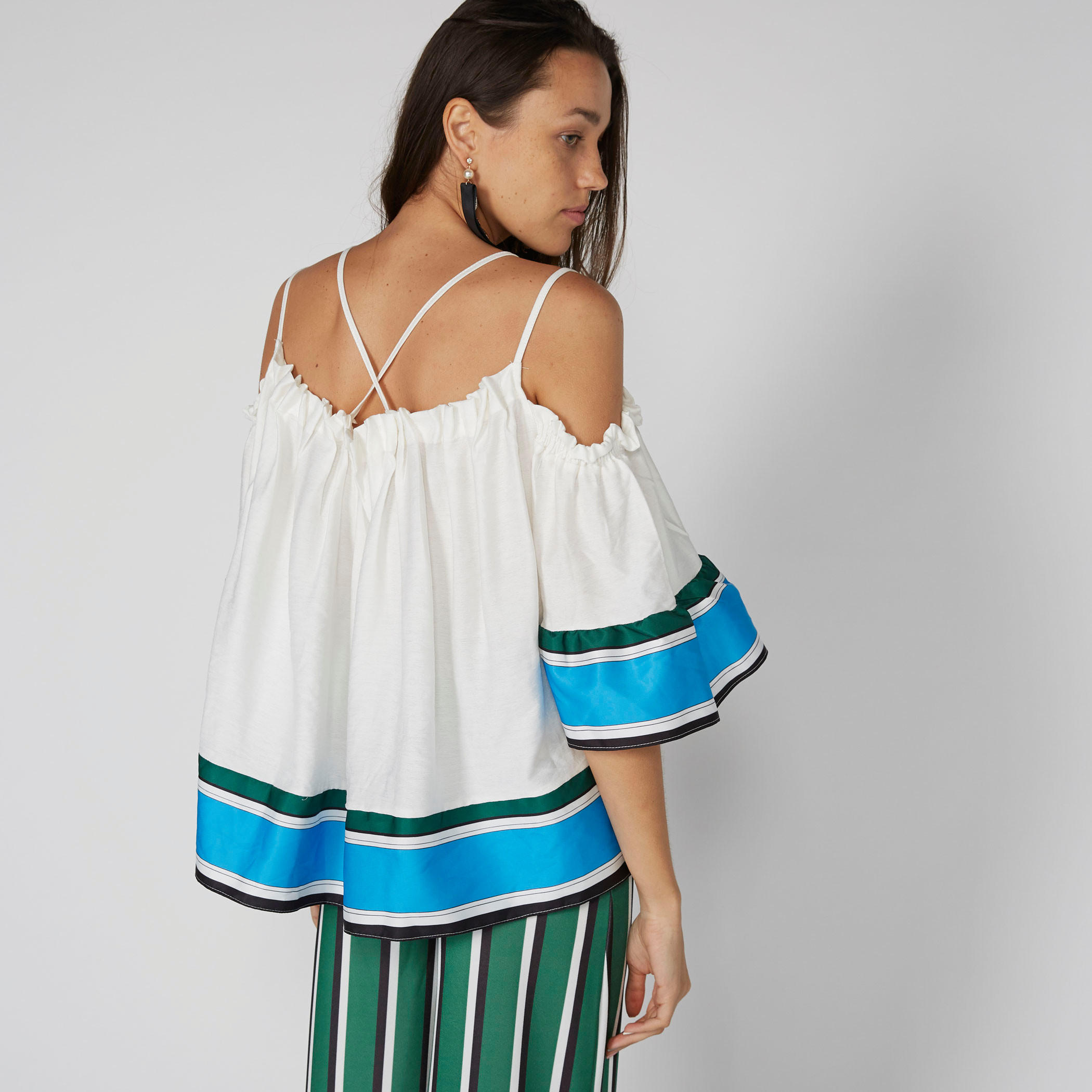 Spaghetti Straps Cross Back Top with Flared Sleeves-women-clothing-shirtsandblouses-blouses-image-1