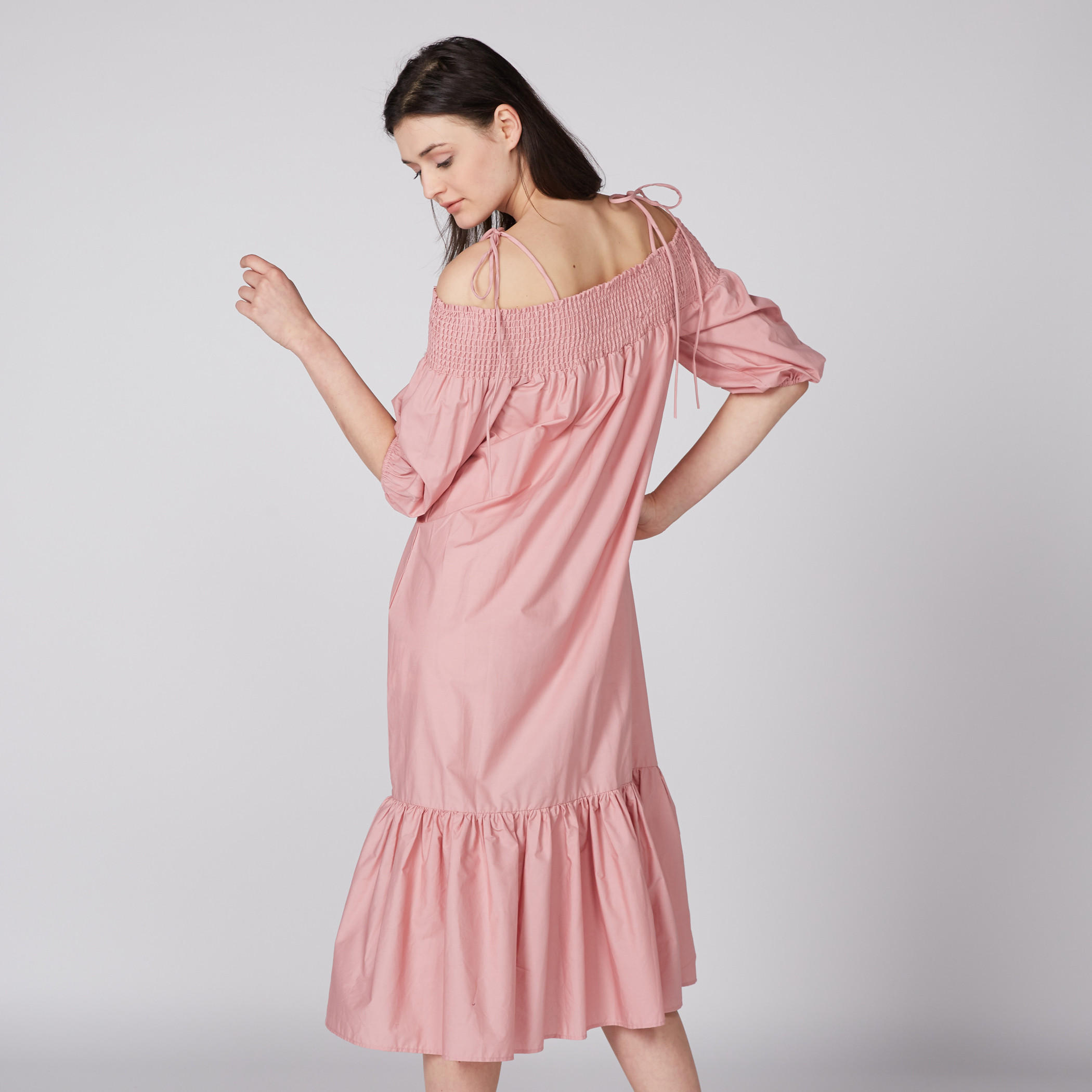 فستان متوسط الطول بأربطة ودرزات-women-clothing-dresses-image-3