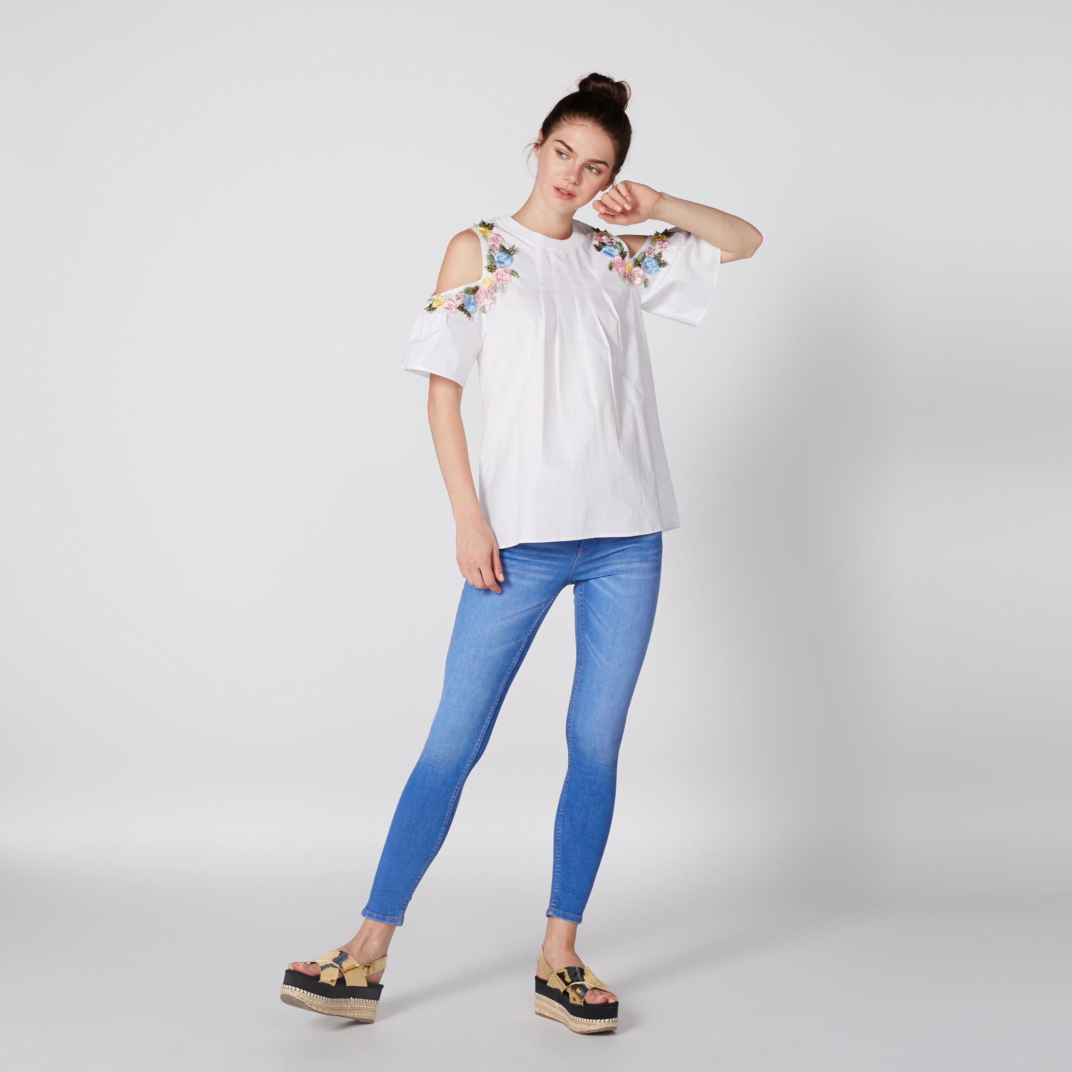 Embroidered Top with Round Neck and Cold Shoulders-women-clothing-shirtsandblouses-blouses-image-2