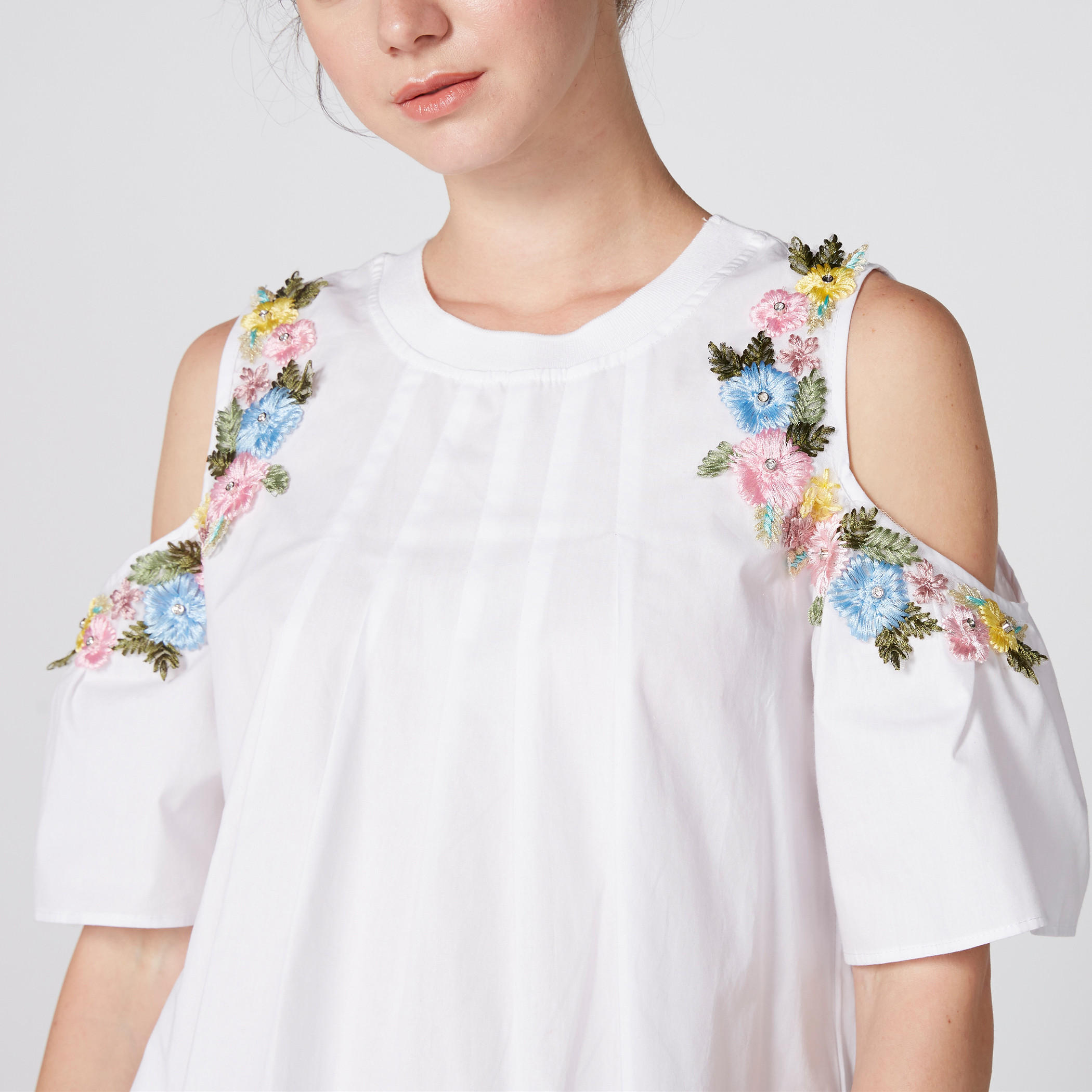 Embroidered Top with Round Neck and Cold Shoulders-women-clothing-shirtsandblouses-blouses-image-3
