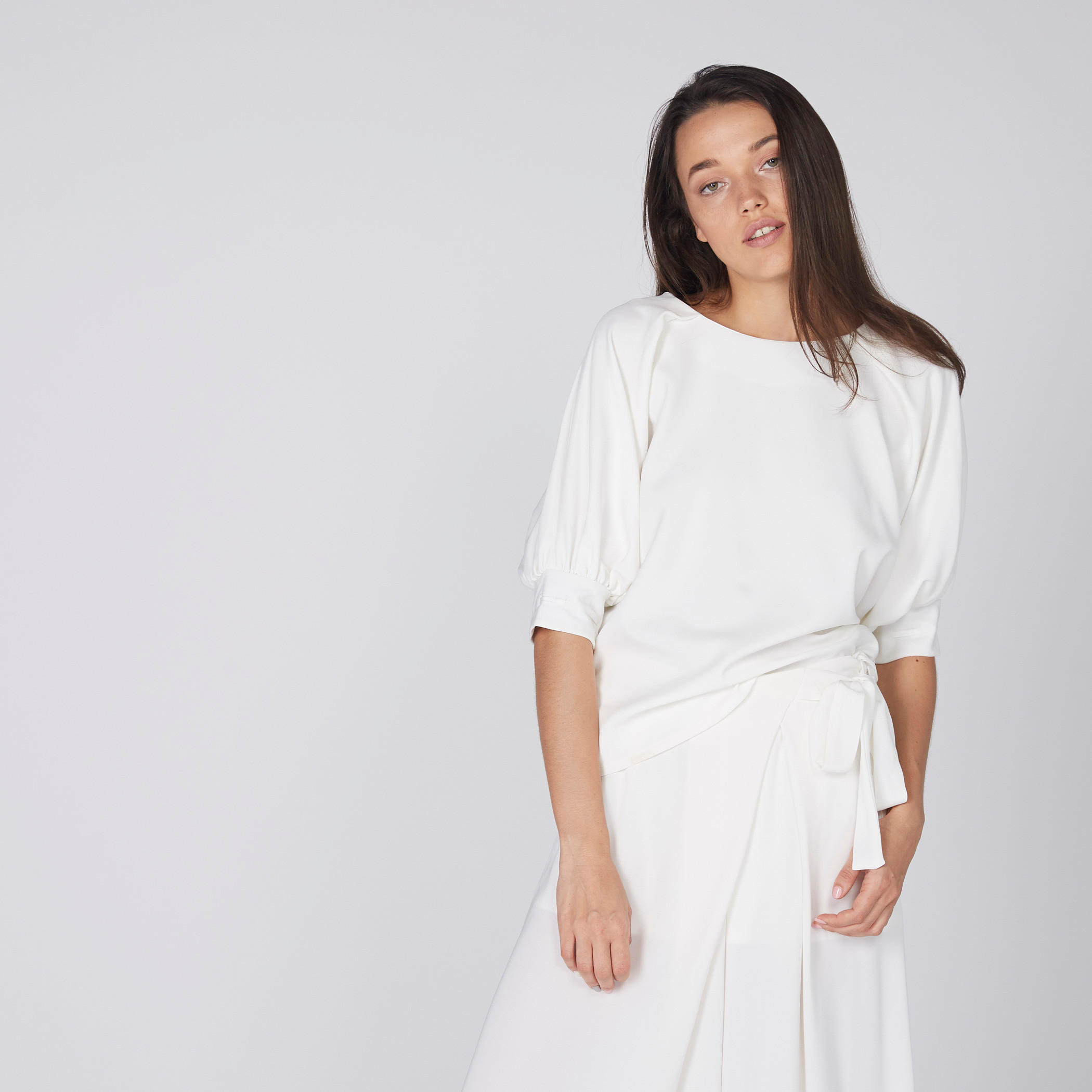 بلوزة باتوينج بأكمام قصيرة ورباط على الأساور-women-clothing-shirtsandblouses-blouses-image-1