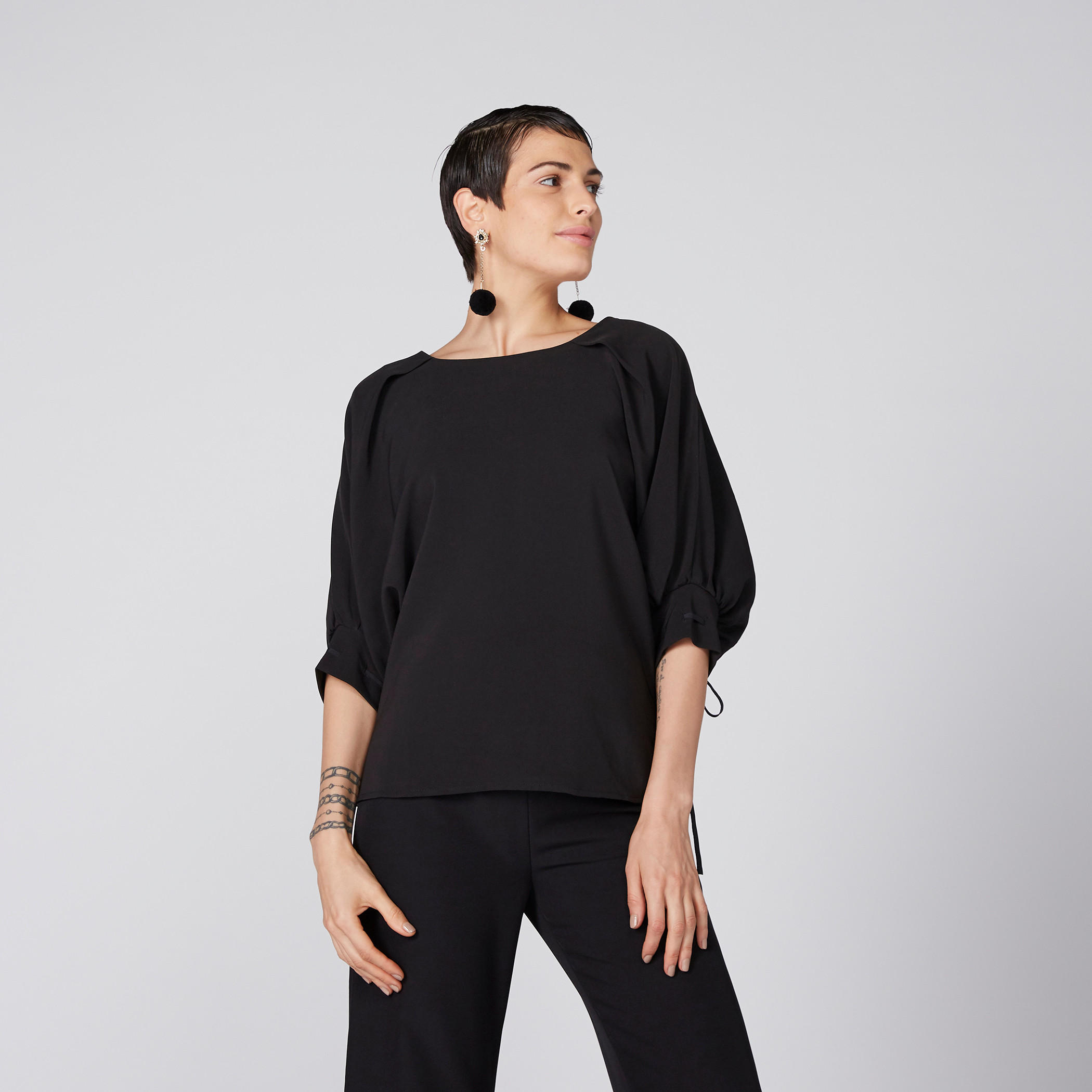 Boat Neck Batwing Top with Tie-Ups-women-clothing-shirtsandblouses-blouses-image-1