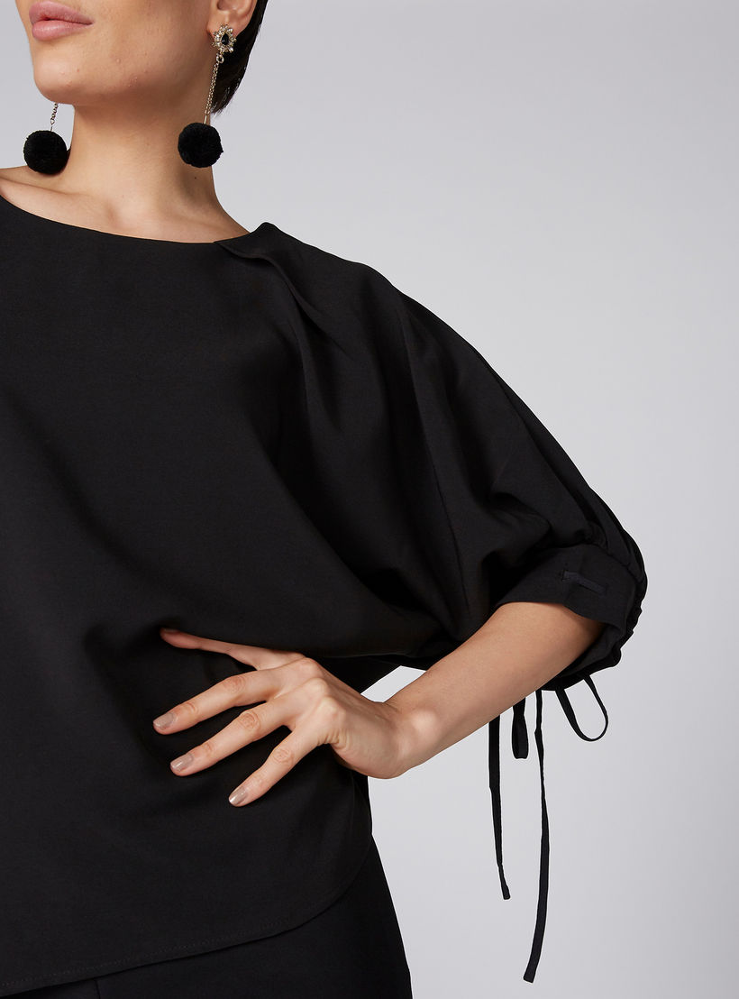 Boat Neck Batwing Top with Tie-Ups-women-clothing-shirtsandblouses-blouses-image-2