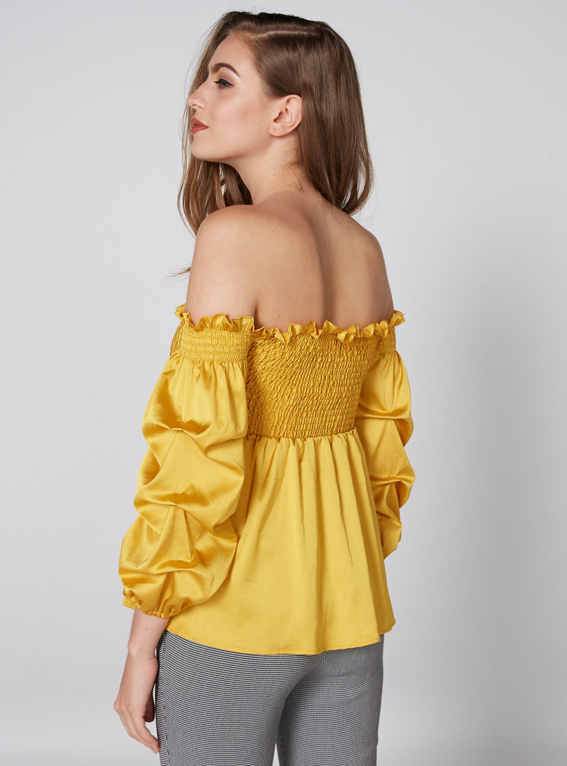 بلوزة مكشوفة الأكتاف بأكمام 3/4 وتفاصيل تطريز-women-clothing-shirtsandblouses-blouses-image-2