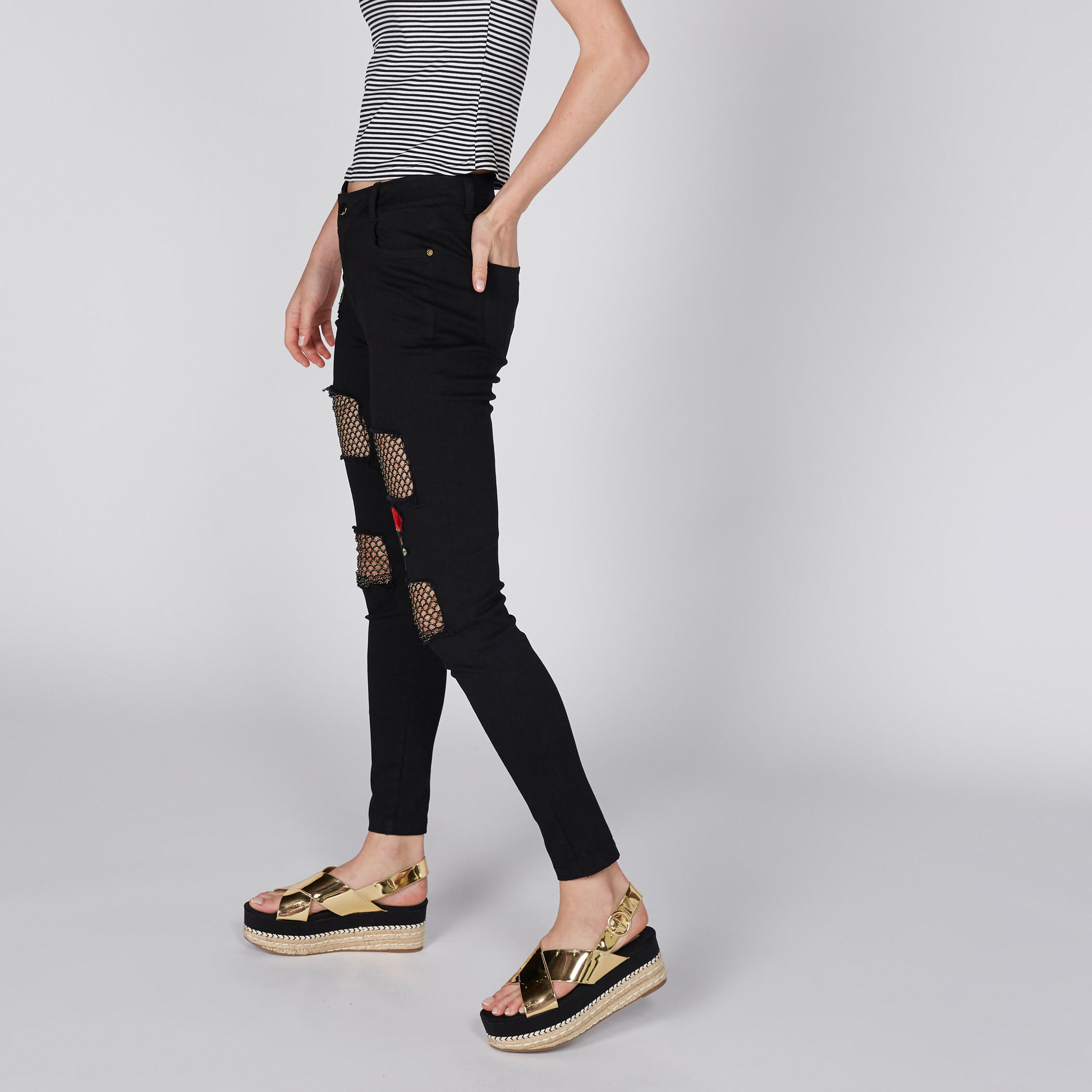 Full Length Jeans with Mesh Insert and Rose Applique-women-clothing-bottoms-jeans-image-4