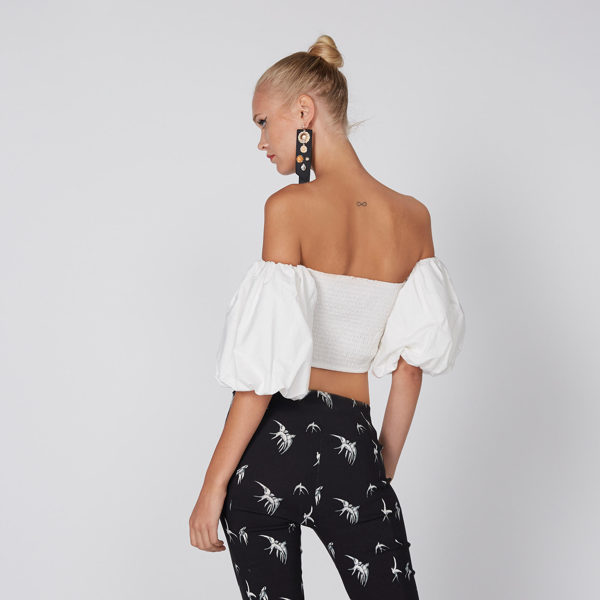 Off Shoulder Crop Top with Exaggerated Sleeves-women-clothing-shirtsandblouses-blouses-image-2