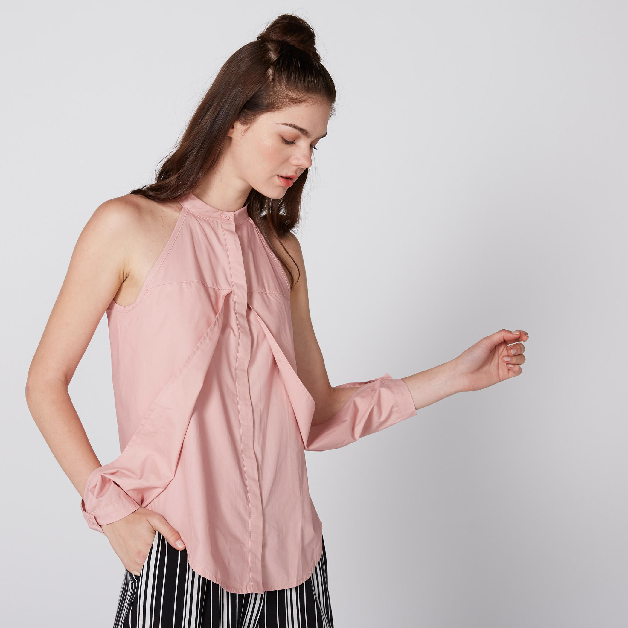 بلوزة بياقة ماندارين وأزرار-women-clothing-shirtsandblouses-blouses-image-4