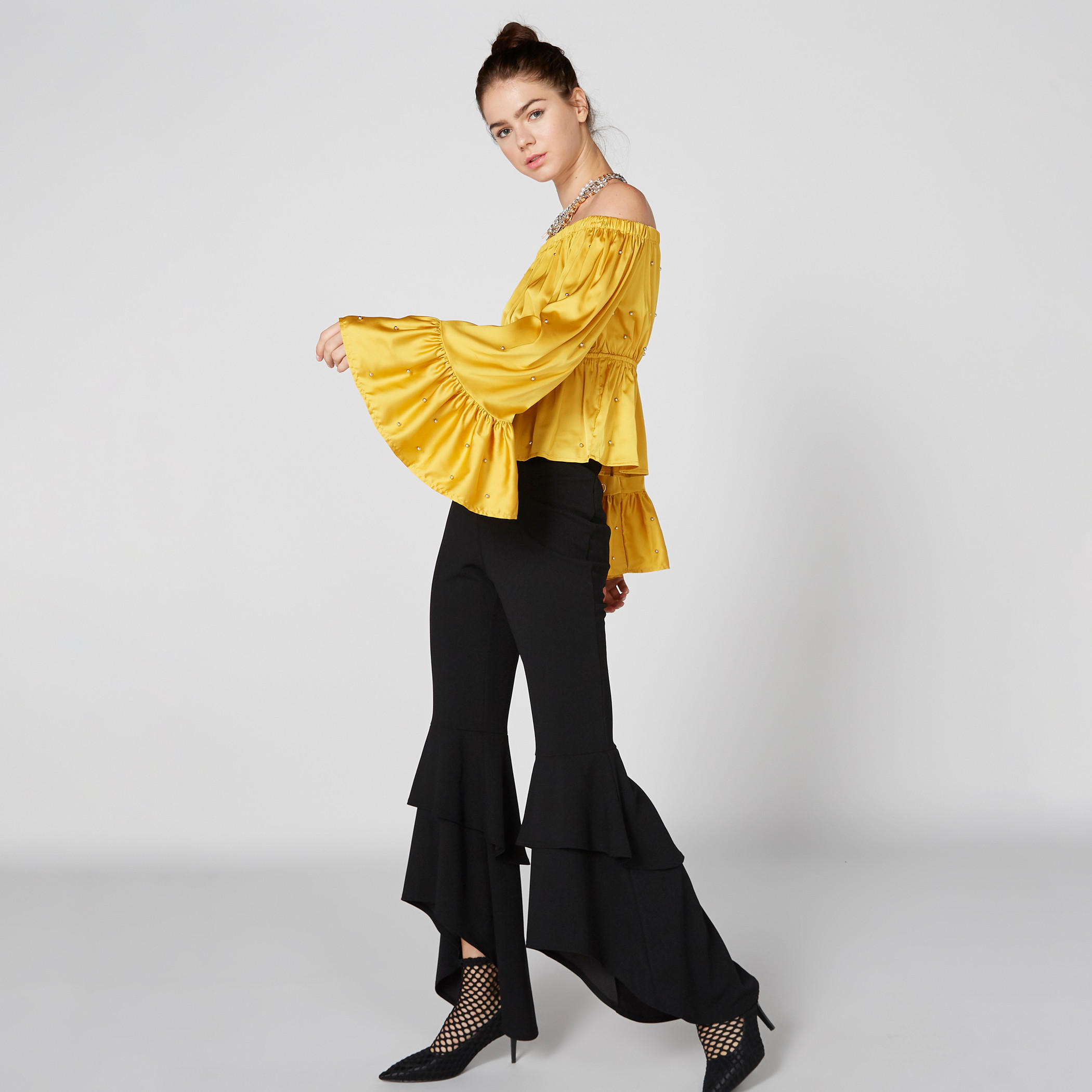 Off Shoulder Top with Flared Sleeves and Pearl Detail-women-clothing-shirtsandblouses-blouses-image-3