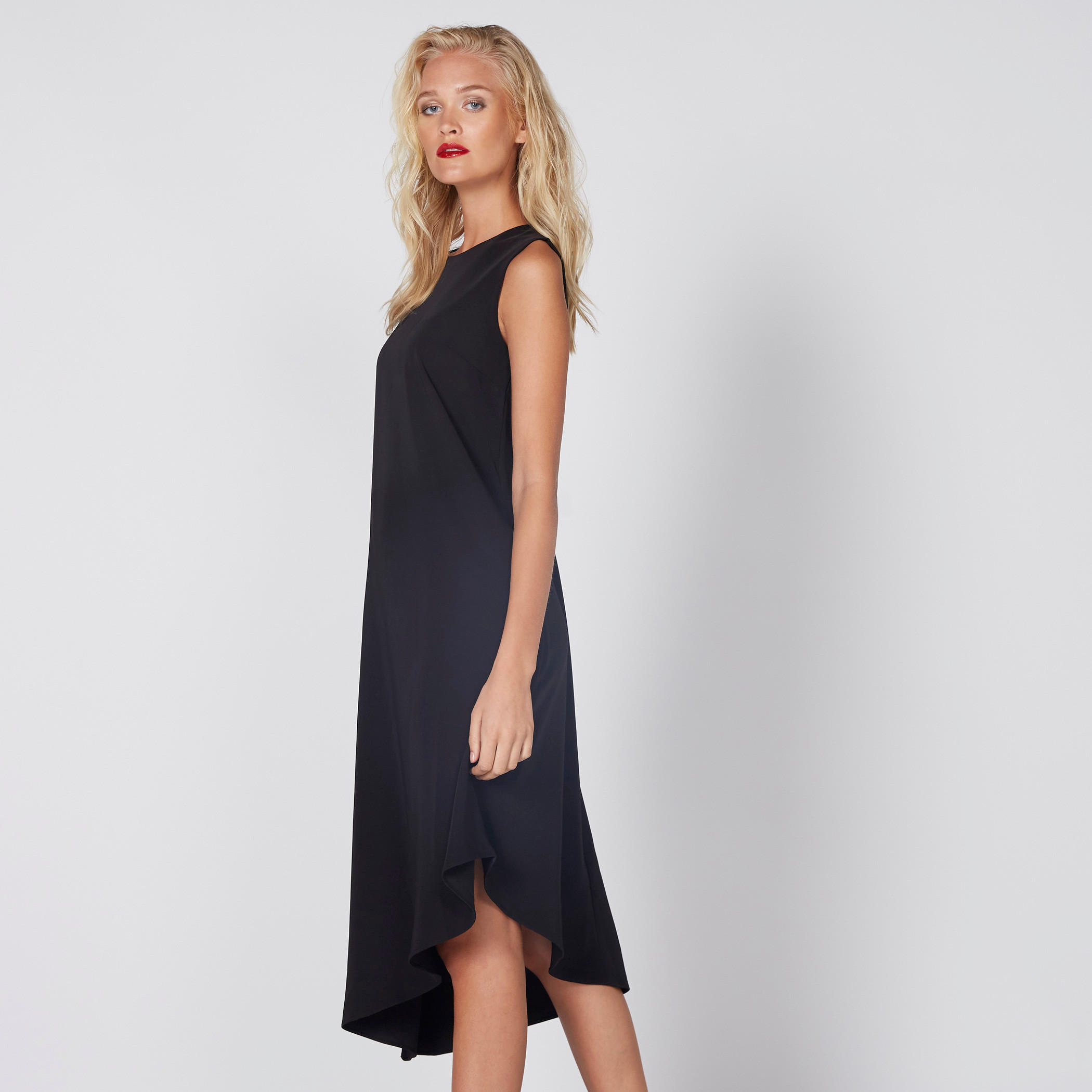 فستان ميدي بياقة مستديرة وأطراف غير مستوية-women-clothing-dresses-image-2