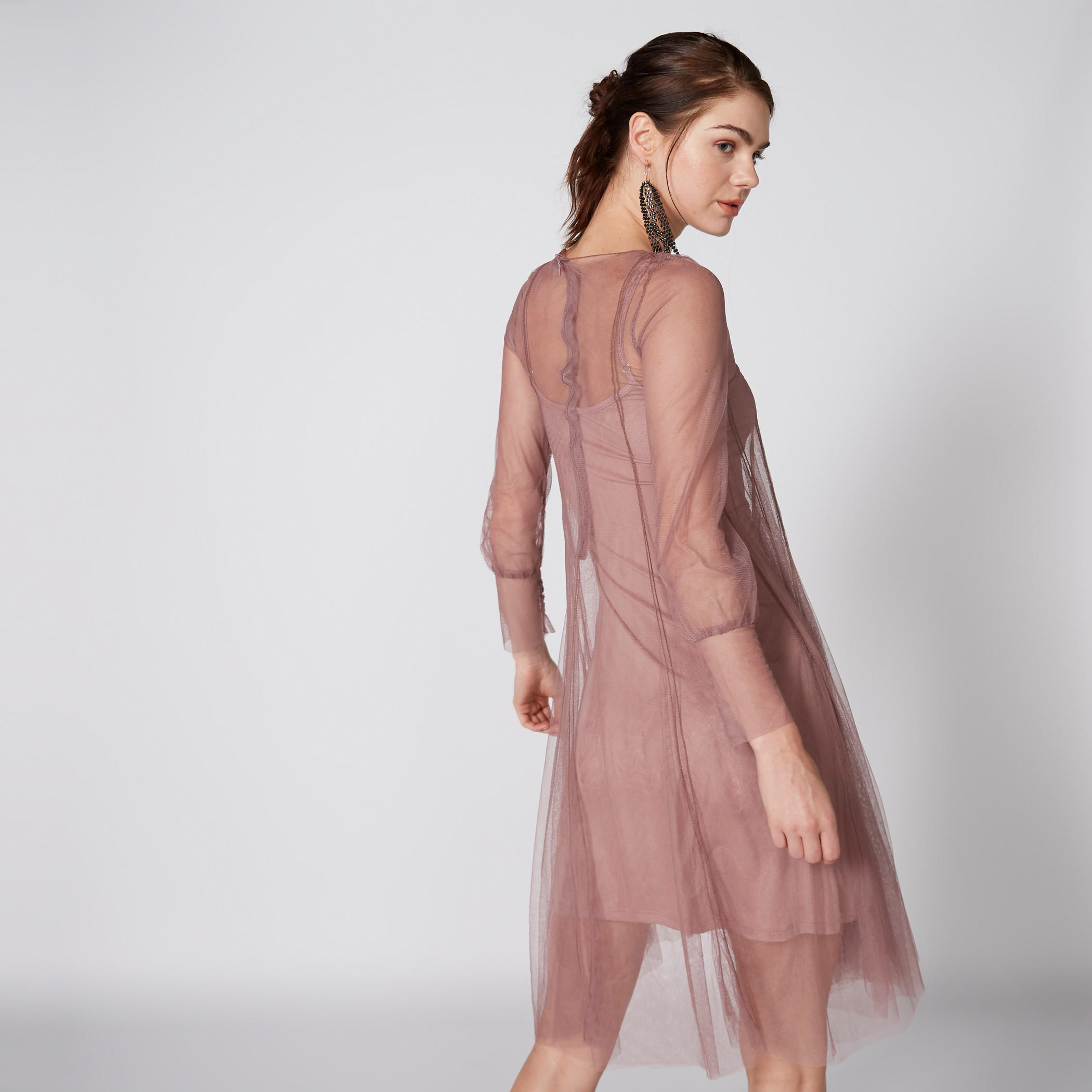 فستان شبكي متوسط الطول بأكمام طويلة-women-clothing-dresses-image-2