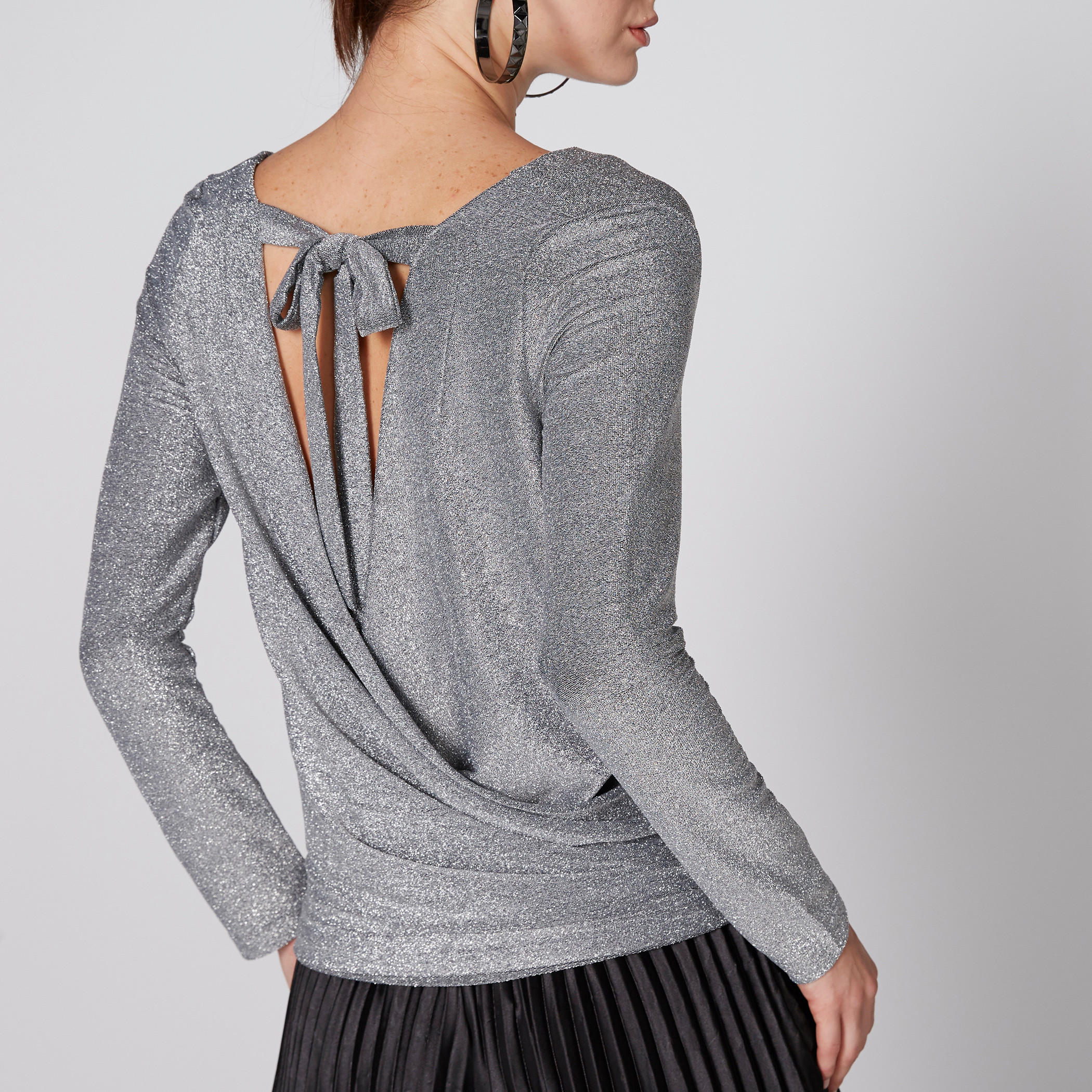 بلوزة بارزة الملمس بياقة عميقة وأكمام طويلة-women-clothing-shirtsandblouses-blouses-image-3