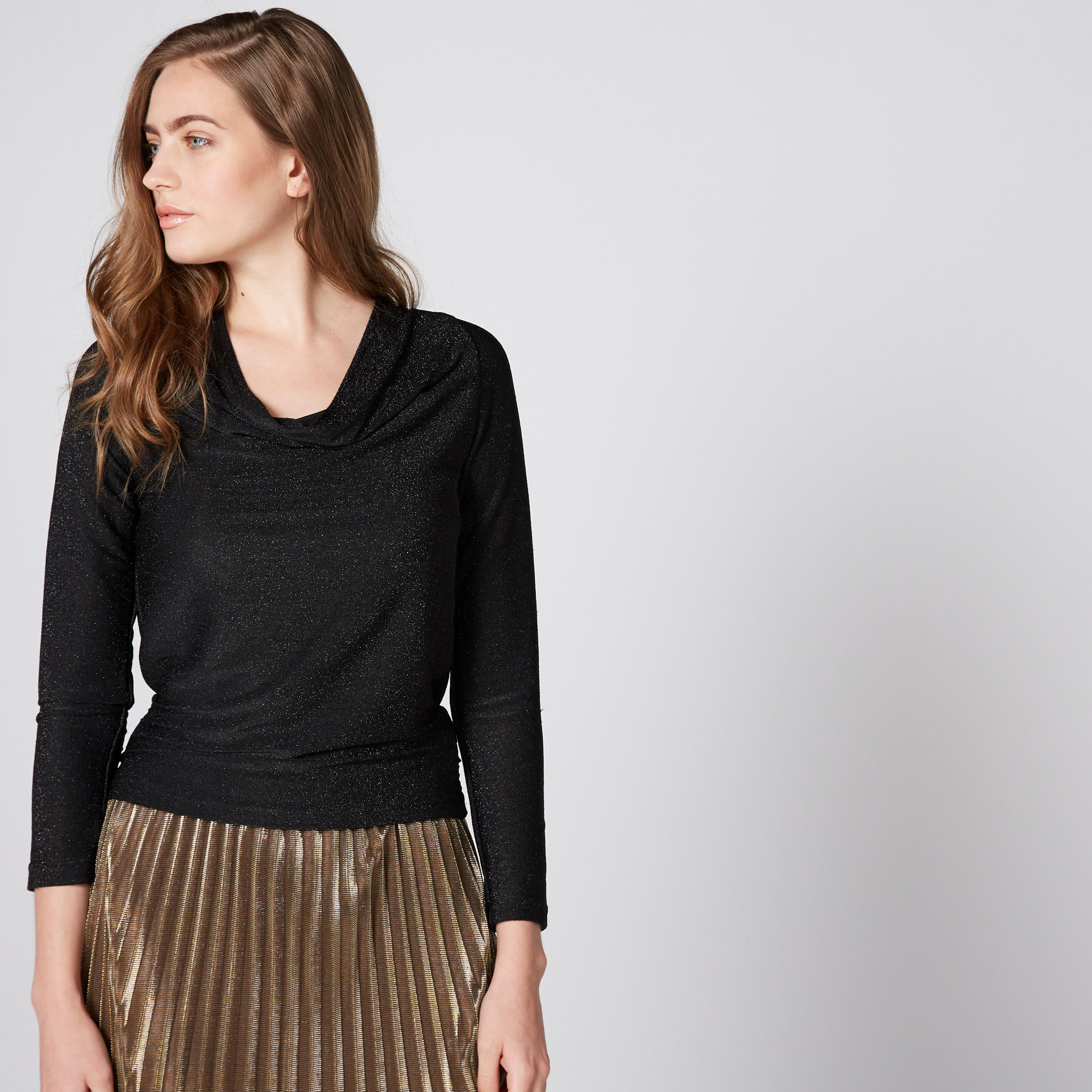 Textured Top with Long Sleeves and Tie Up-women-clothing-shirtsandblouses-blouses-image-3