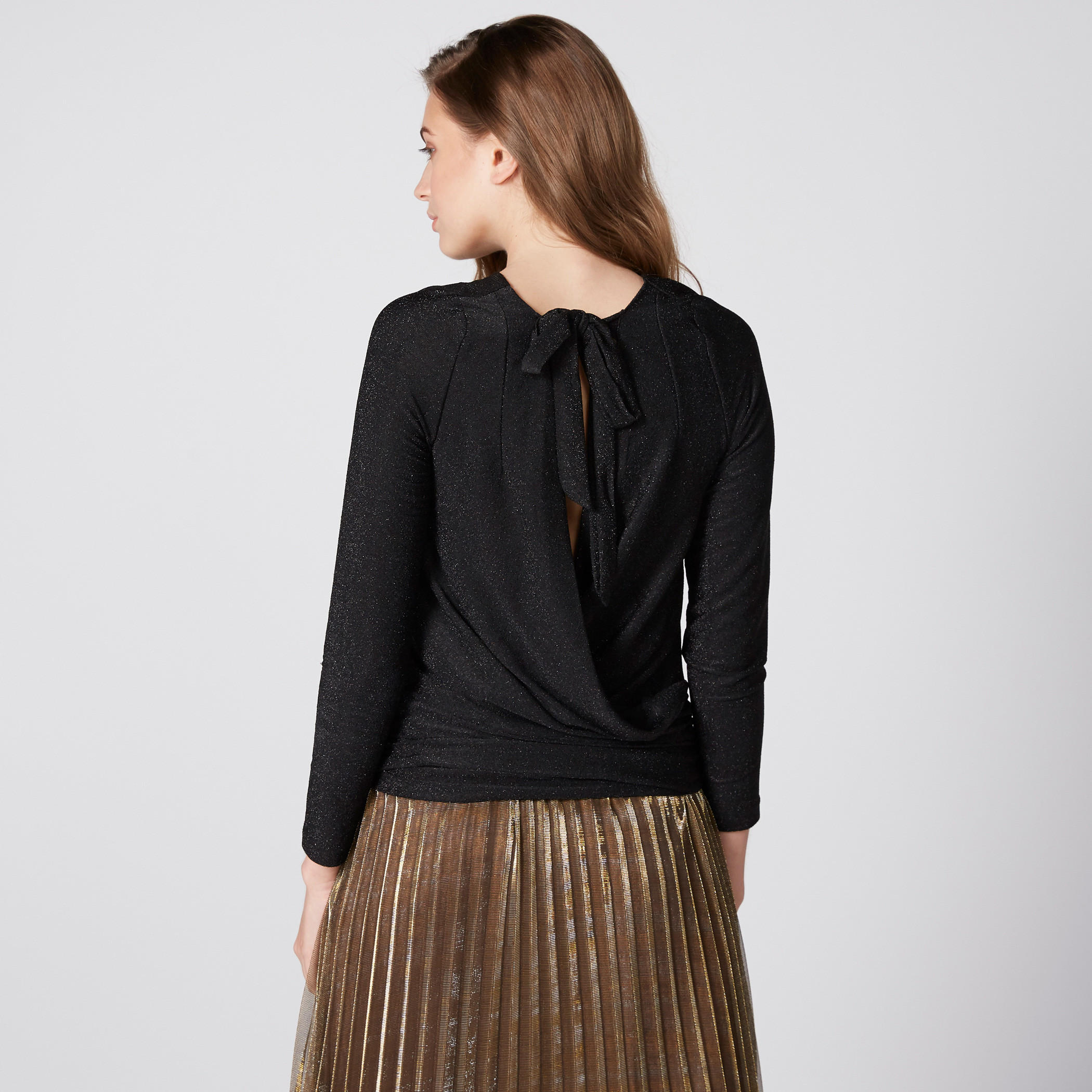 Textured Top with Long Sleeves and Tie Up-women-clothing-shirtsandblouses-blouses-image-4