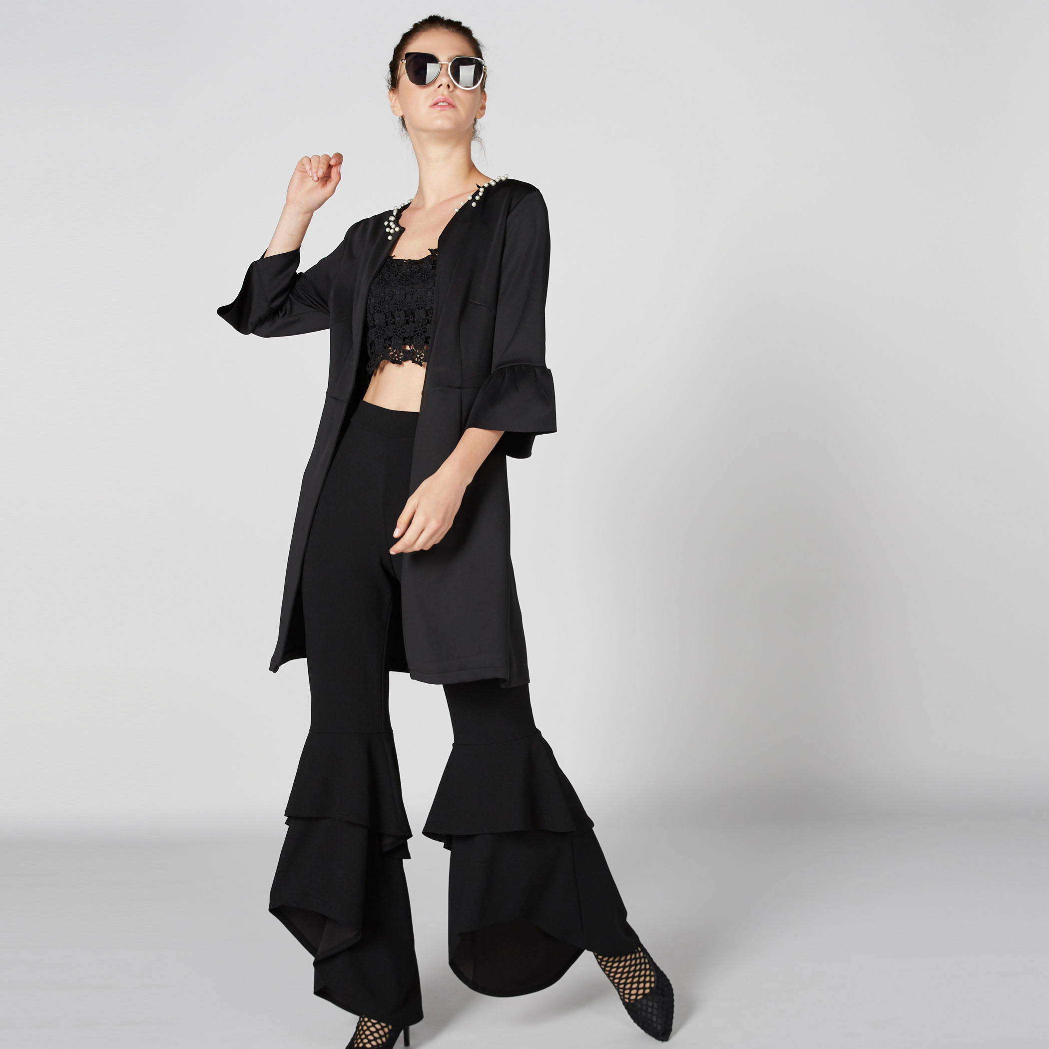 سترة طويلة بأكمام 3/4 وتفاصيل لؤلؤ-women-winterwear-coatsandjackets-jackets-image-5