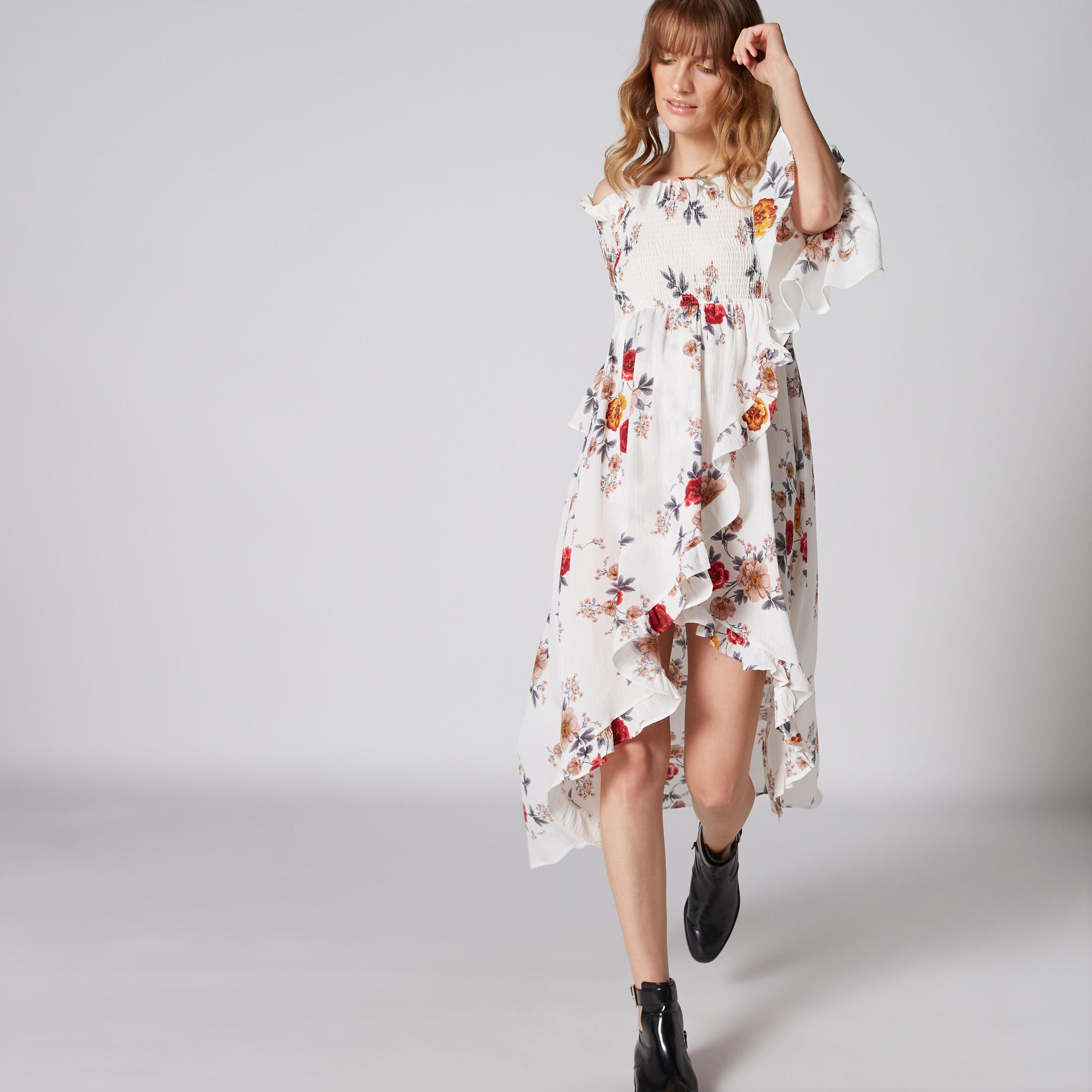 Off Shoulder Printed Maxi Dress with Asymmetric Hem-women-clothing-dresses-image-3